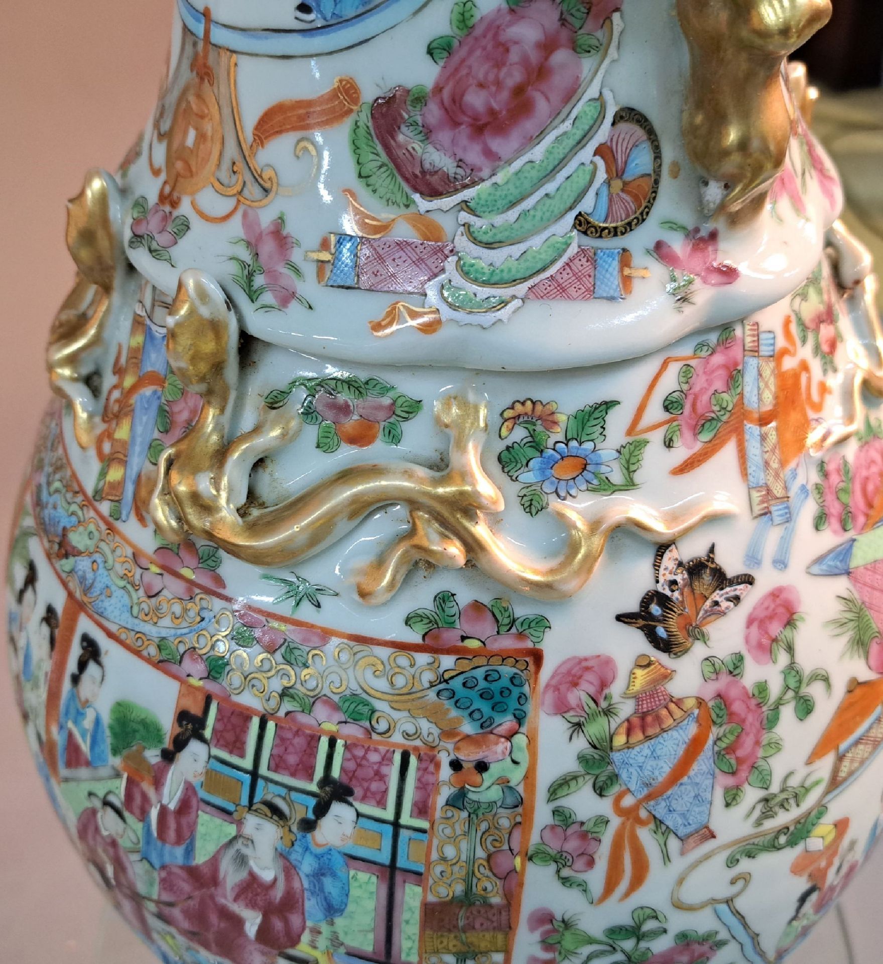 Bodenvase, China, Mitte 20.Jh.,  Porzellan, Famille rose, - Bild 3 aus 7