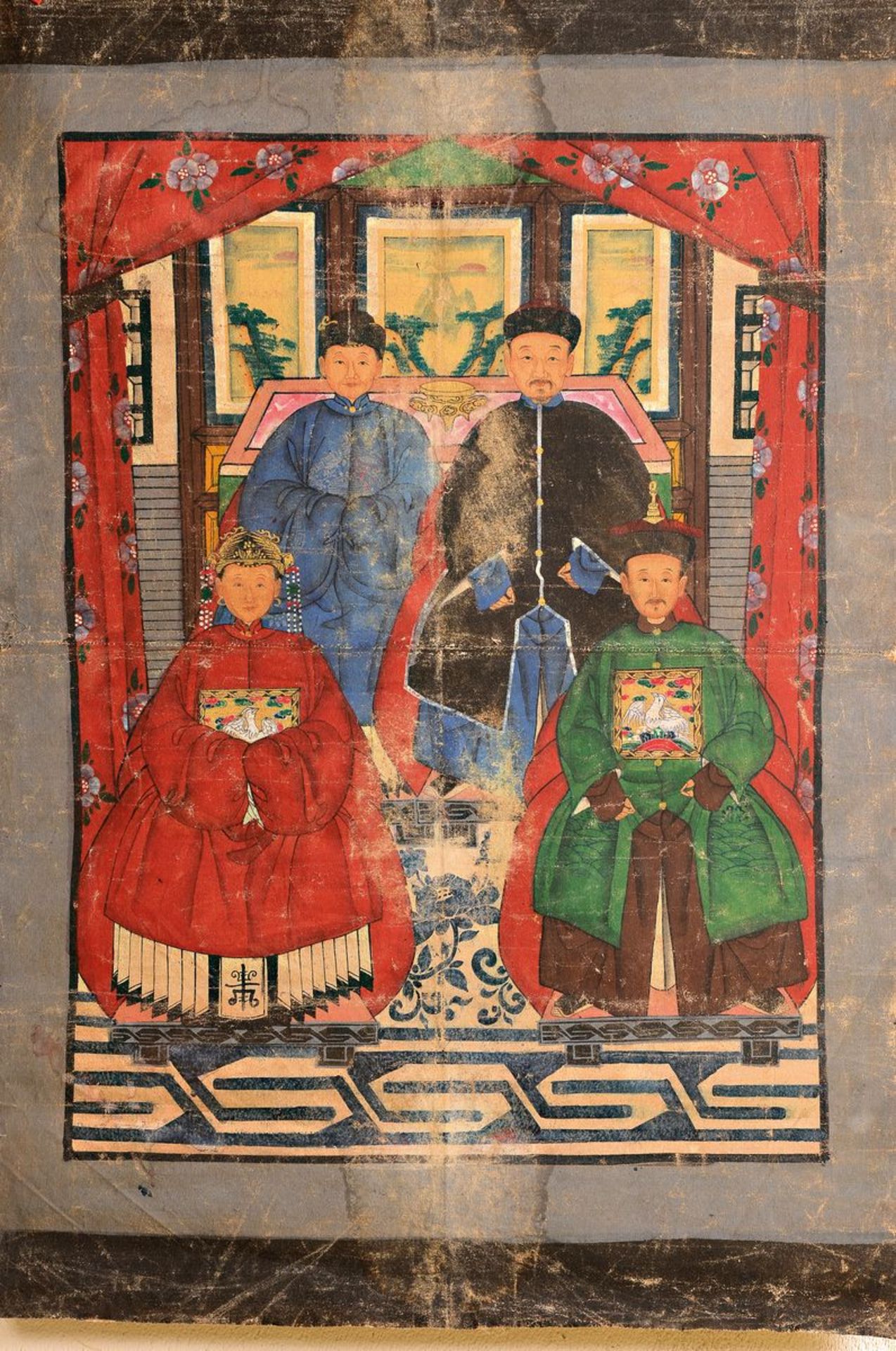 Ahnenbild, China, Qing-Dynastie, 19. Jh.,  bunte
