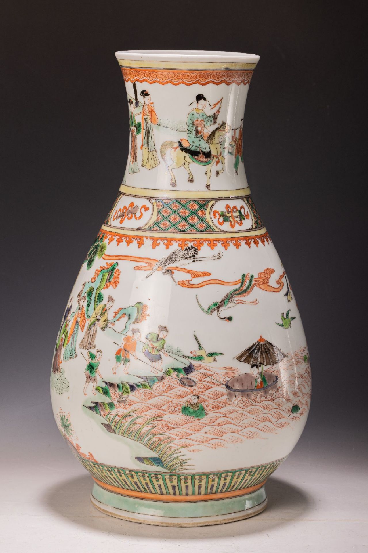 Vase, China, späte Quing-Zeit, Porzellan, polychrome