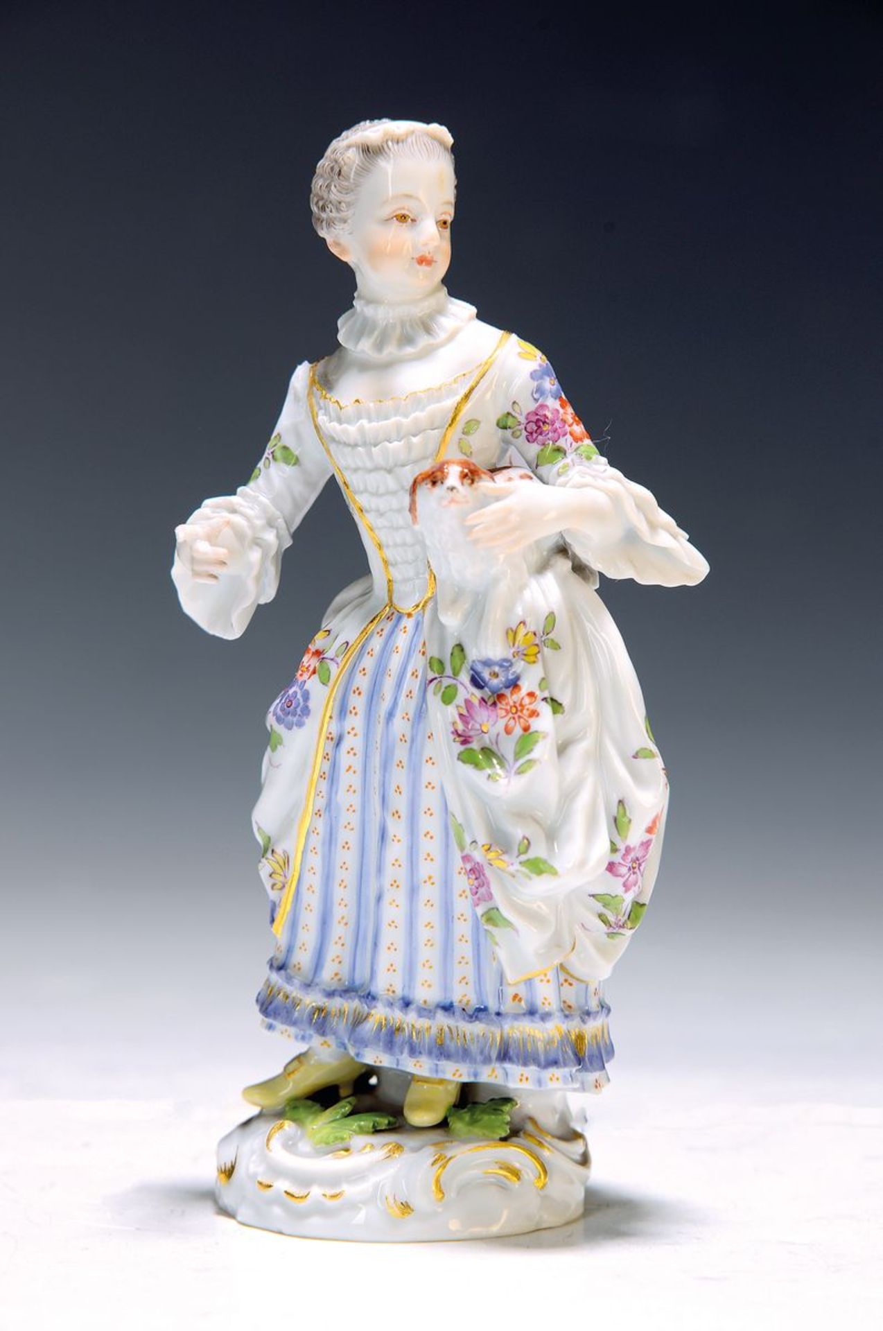 Porzellanfigur, Meissen, um 1880/90,  Dame mit Schirm und