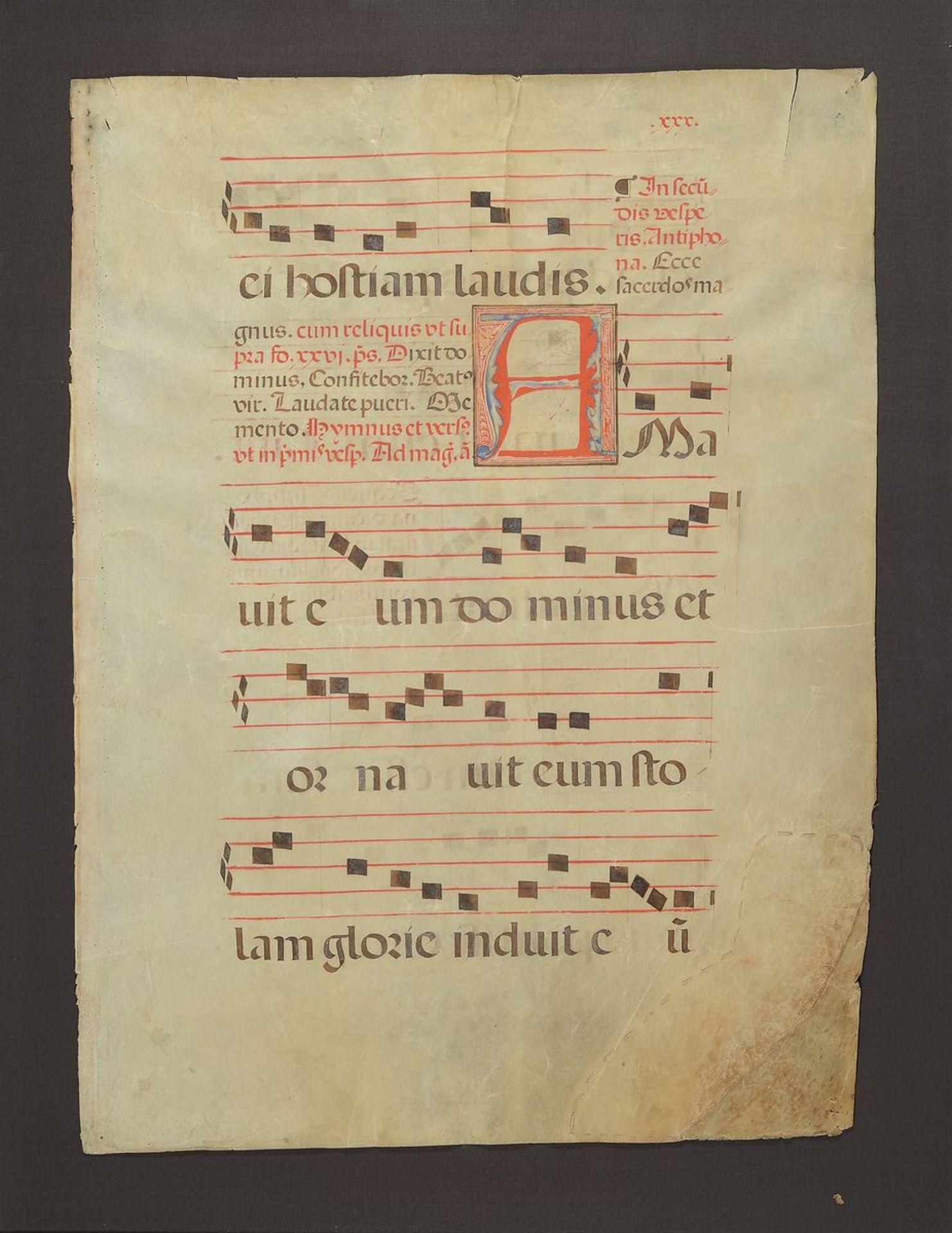 Noten-/Textblatt aus einem Antiphonar, um 1500,