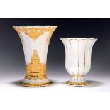 2 Vasen, Meissen, 20. Jh.,  Porzellan, 1x reich reliefiert
