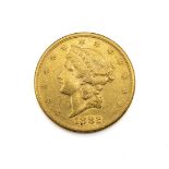 Goldmünze 20 Dollar USA 1882 Liberty Head,   Adlerkopf, In