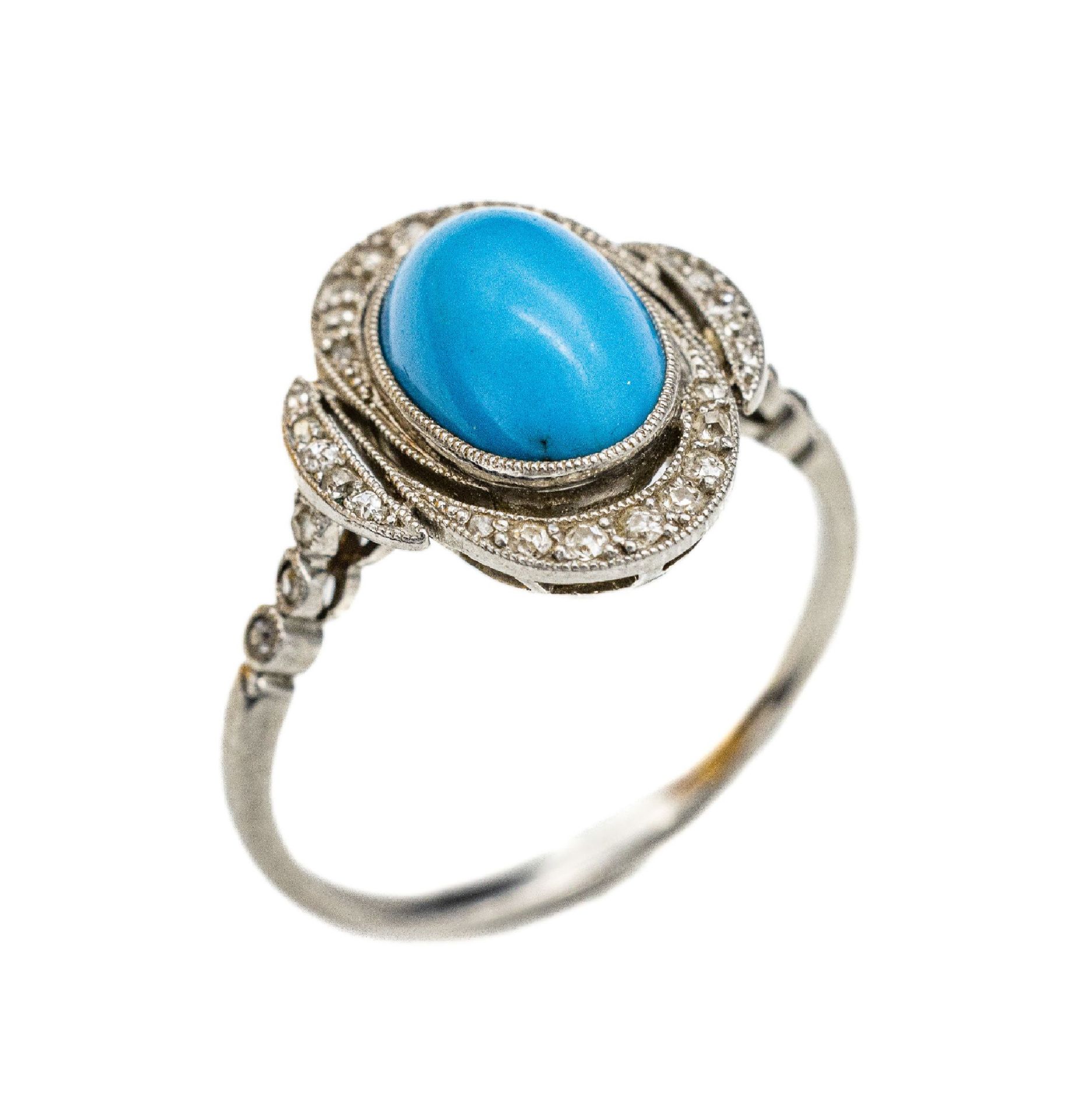 Platin Diamant-Ring, 1930er Jahre, Platin gepr.,