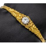 14 kt Gold Diamant Armreif, um 1900, GG 585/000,