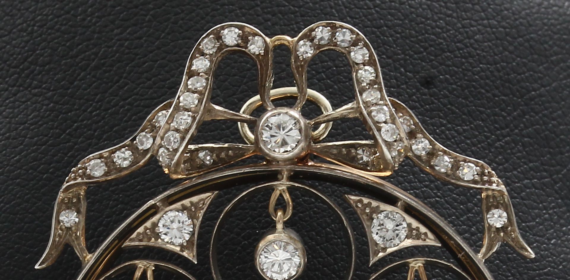 18 kt Gold Diamant-Anhänger/Brosche, um 1910/20, GG - Bild 2 aus 5