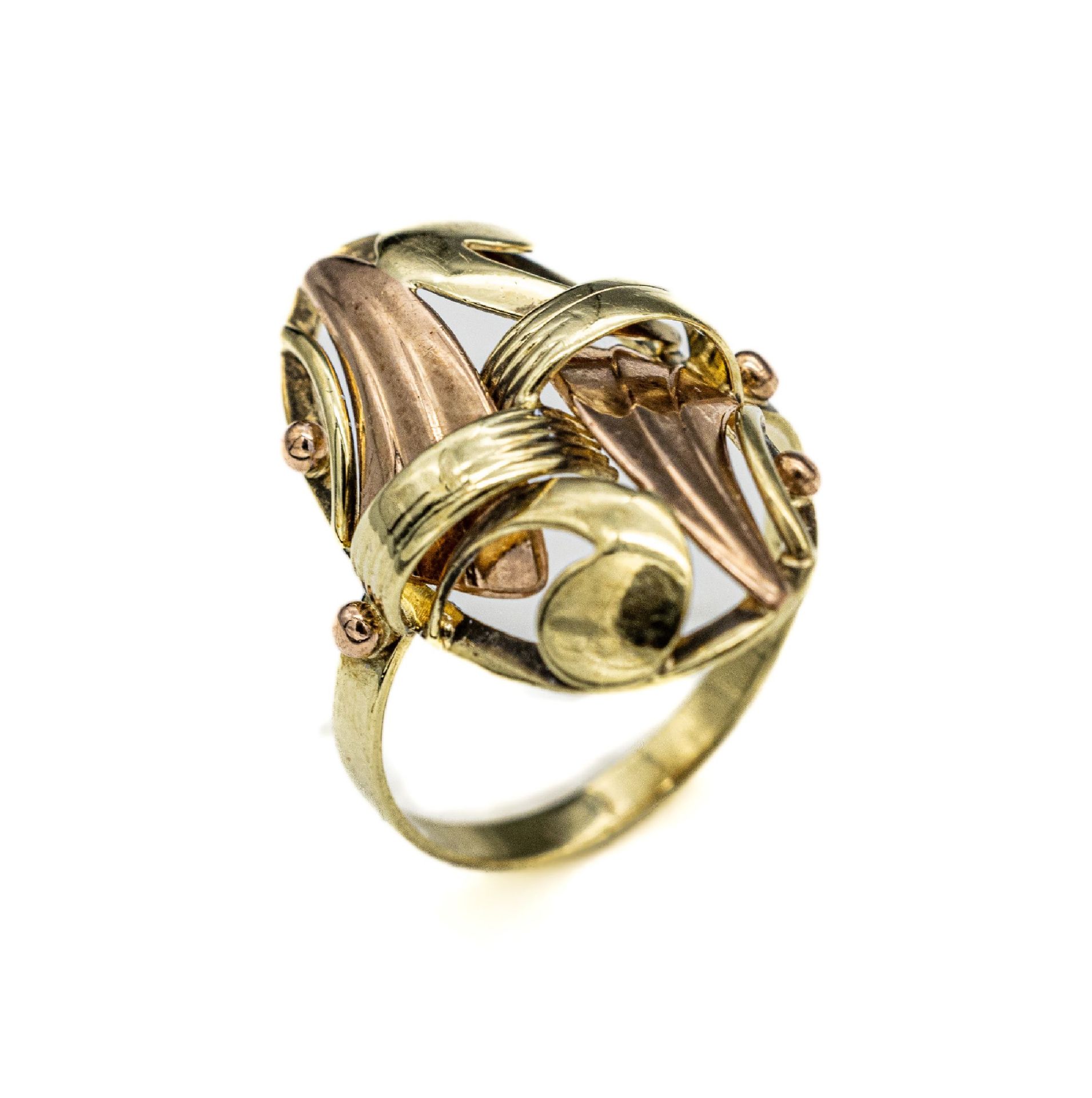 14 kt Gold Ring, deutsch um 1940er Jahre, GG/RG 585/000,
