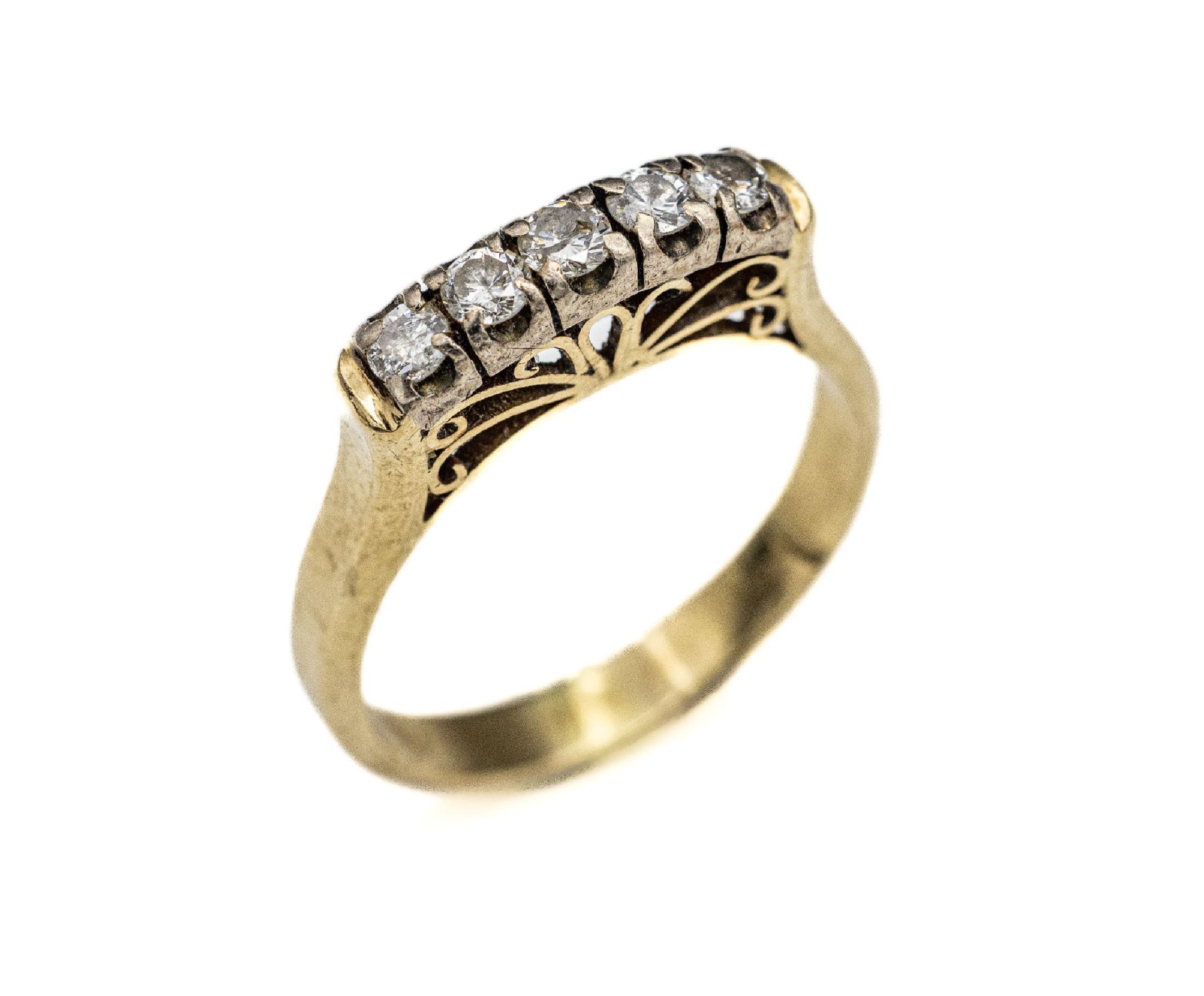 14 kt Gold Brillant-Ring, 1940er Jahre, GG 585/000, in