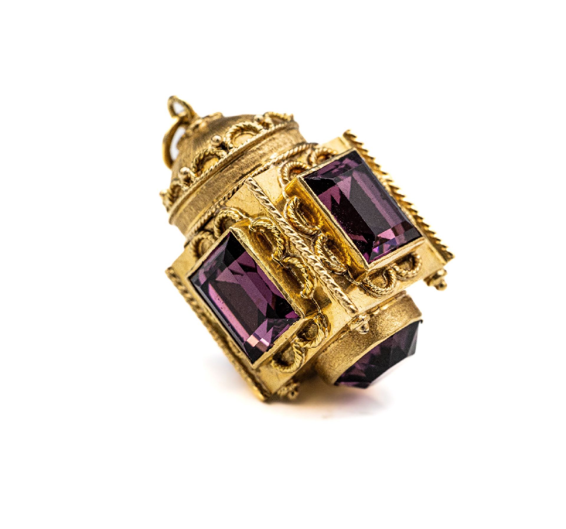 18 kt Gold Amethyst-Anhänger, GG 750/000, 1960er Jahre,