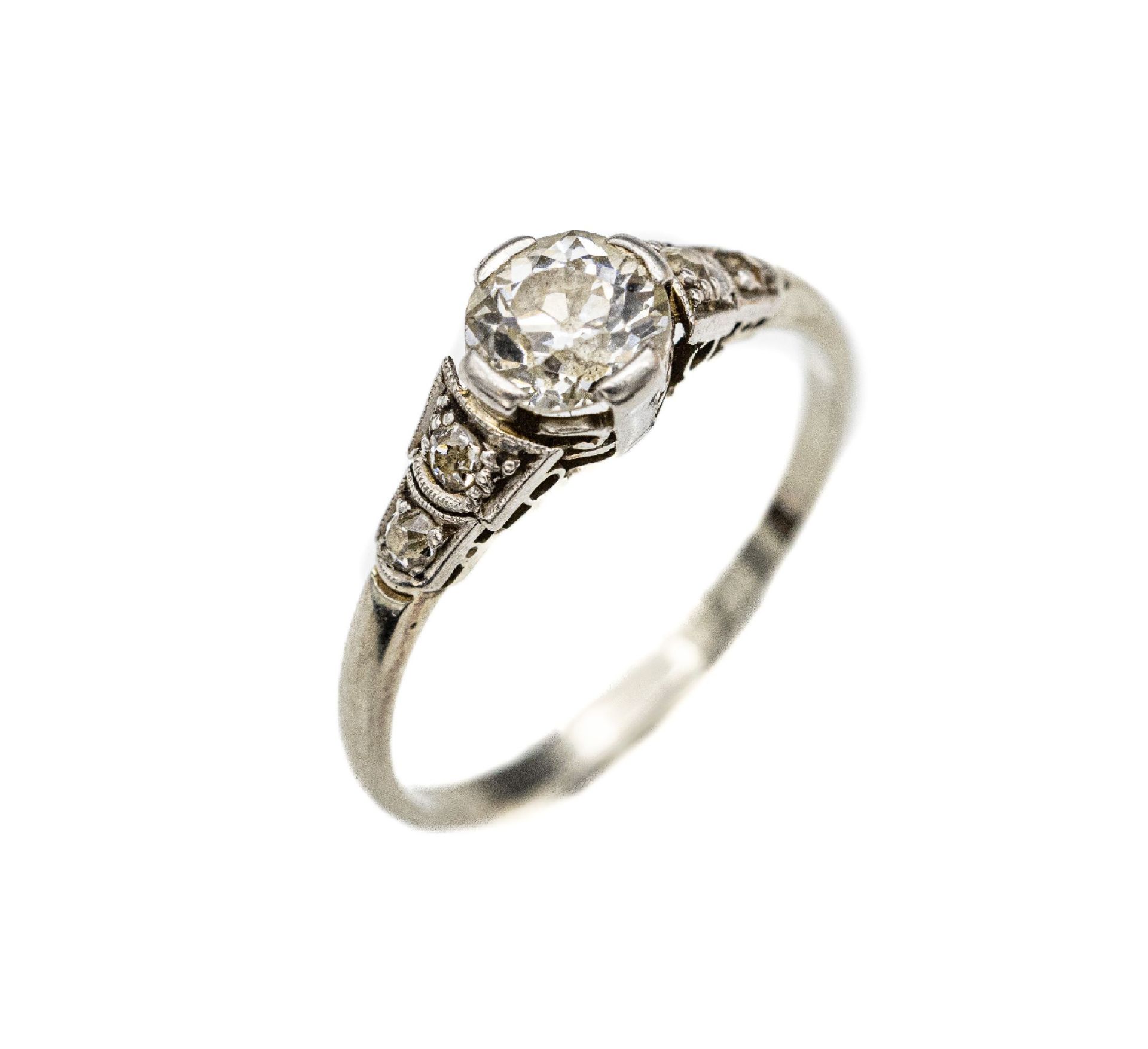 14 kt Gold Diamant Ring, WG 585/000, gepr., 1