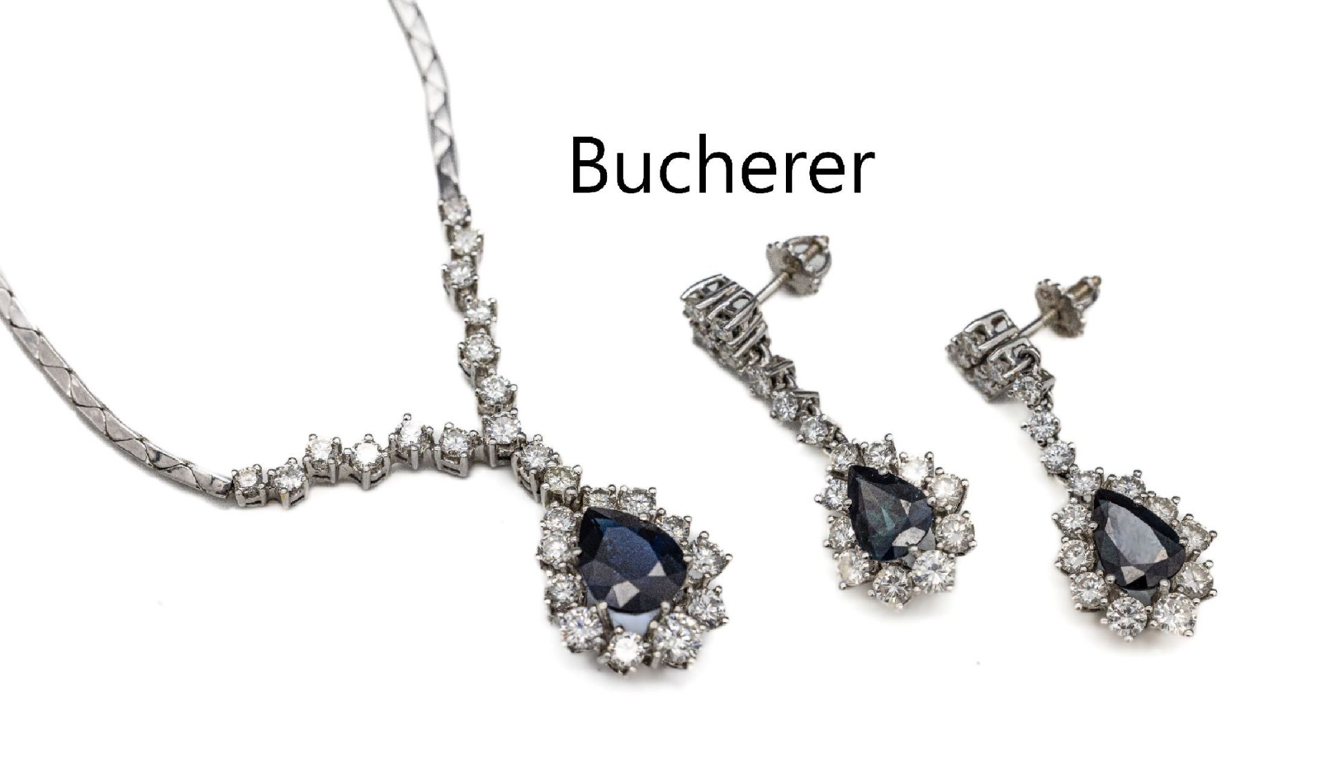 BUCHERER 18 kt Gold Saphir-Brillant-Schmuckset,   WG