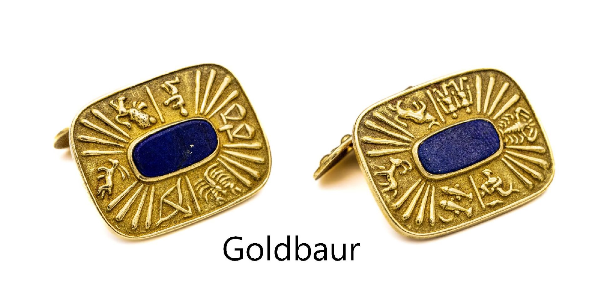 Paar 18 kt Gold Lapislazuli-Manschettenknöpfe,GG 750/000,