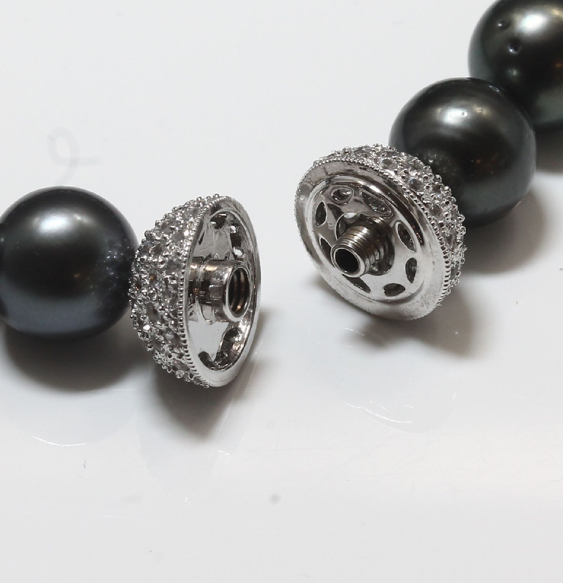 Tahitizuchtperlenkette,   dunkelgraue Perlen,D. ca. 10 - - Bild 3 aus 3