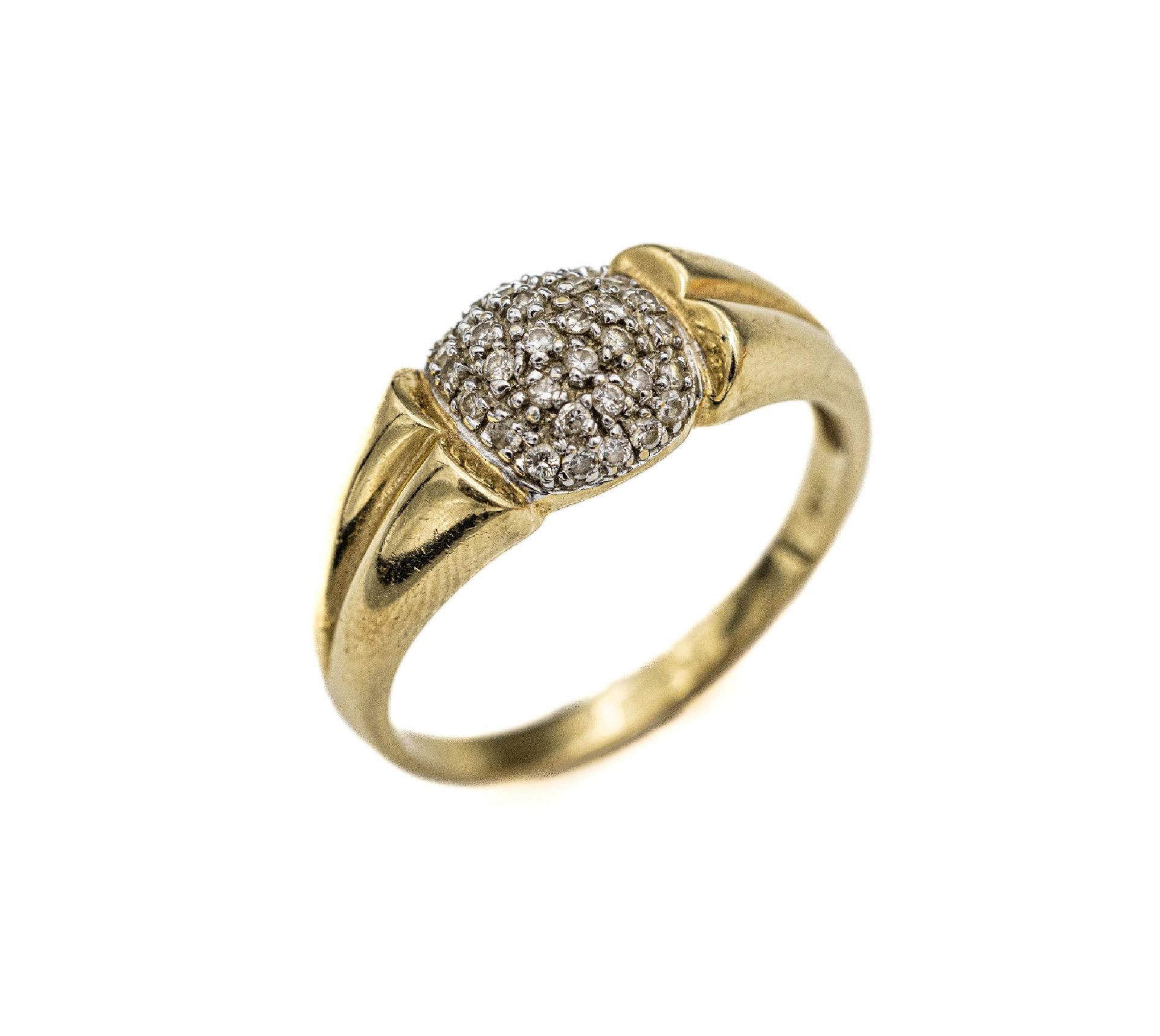 14 kt Gold Brillant-Ring, GG/WG 585/000, Brillanten zus.