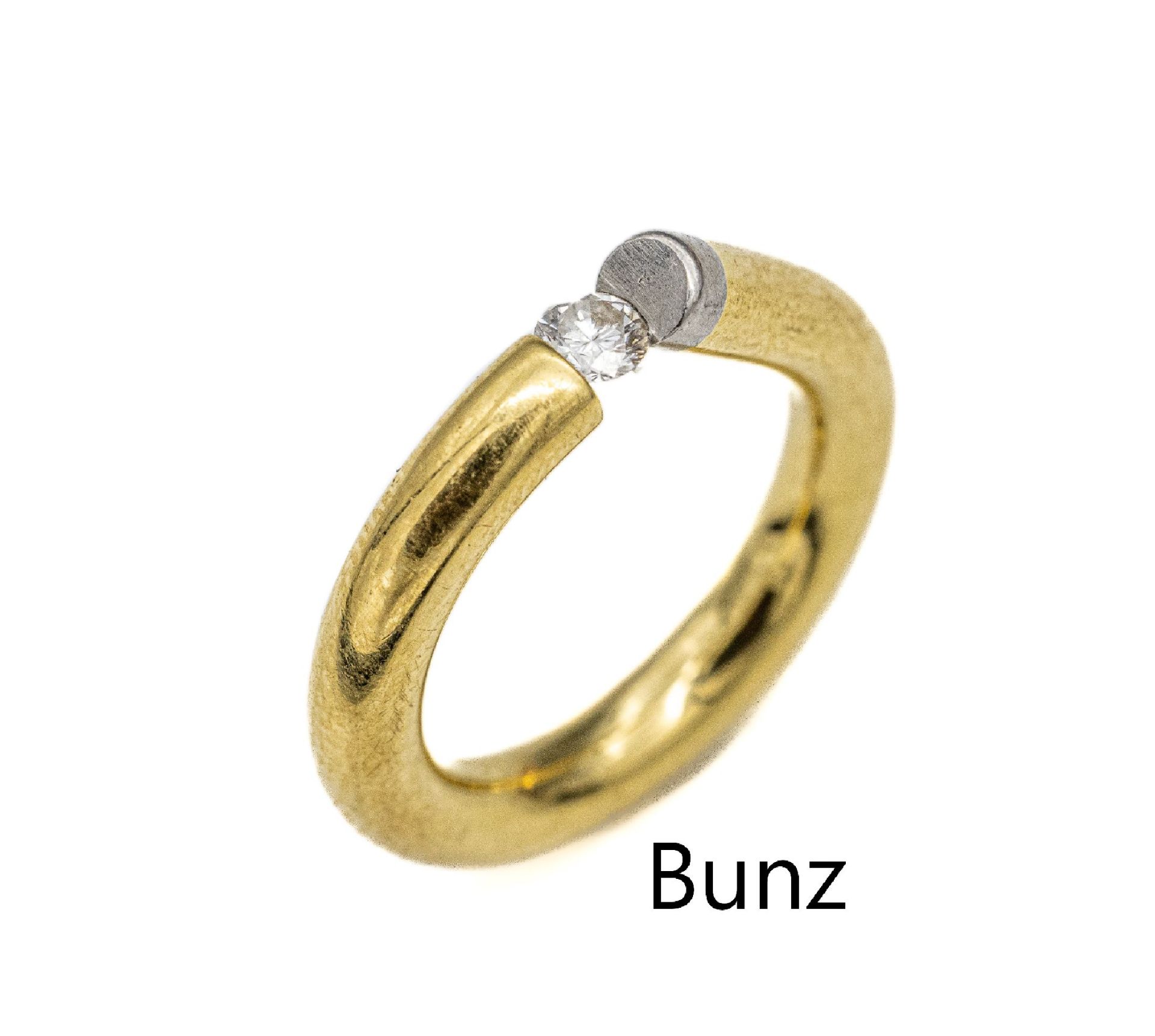 18 kt Gold BUNZ Brillant-Ring, GG 750/000, asymm.