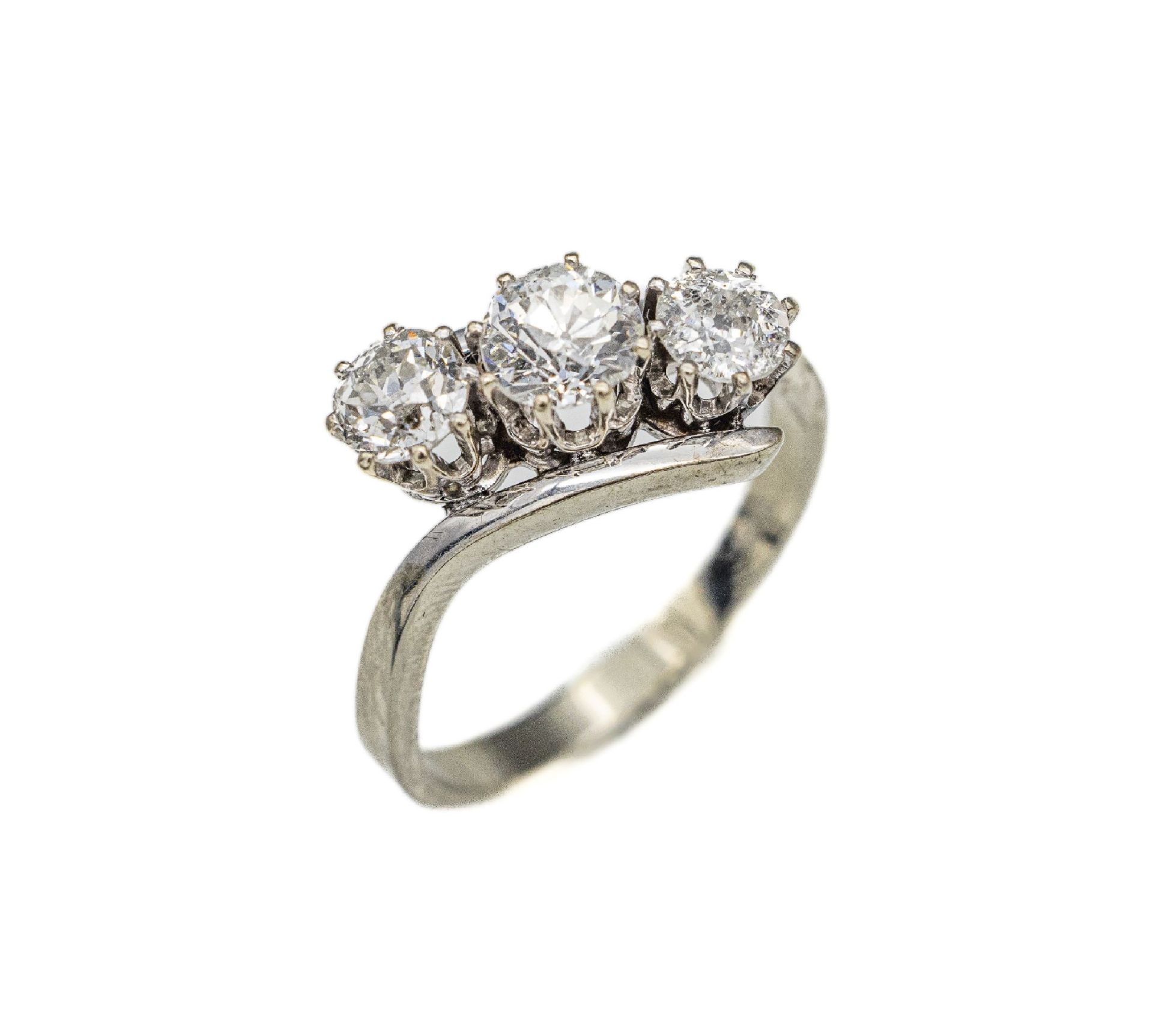 14 kt Gold Diamant-Ring,   WG 585/000, 3