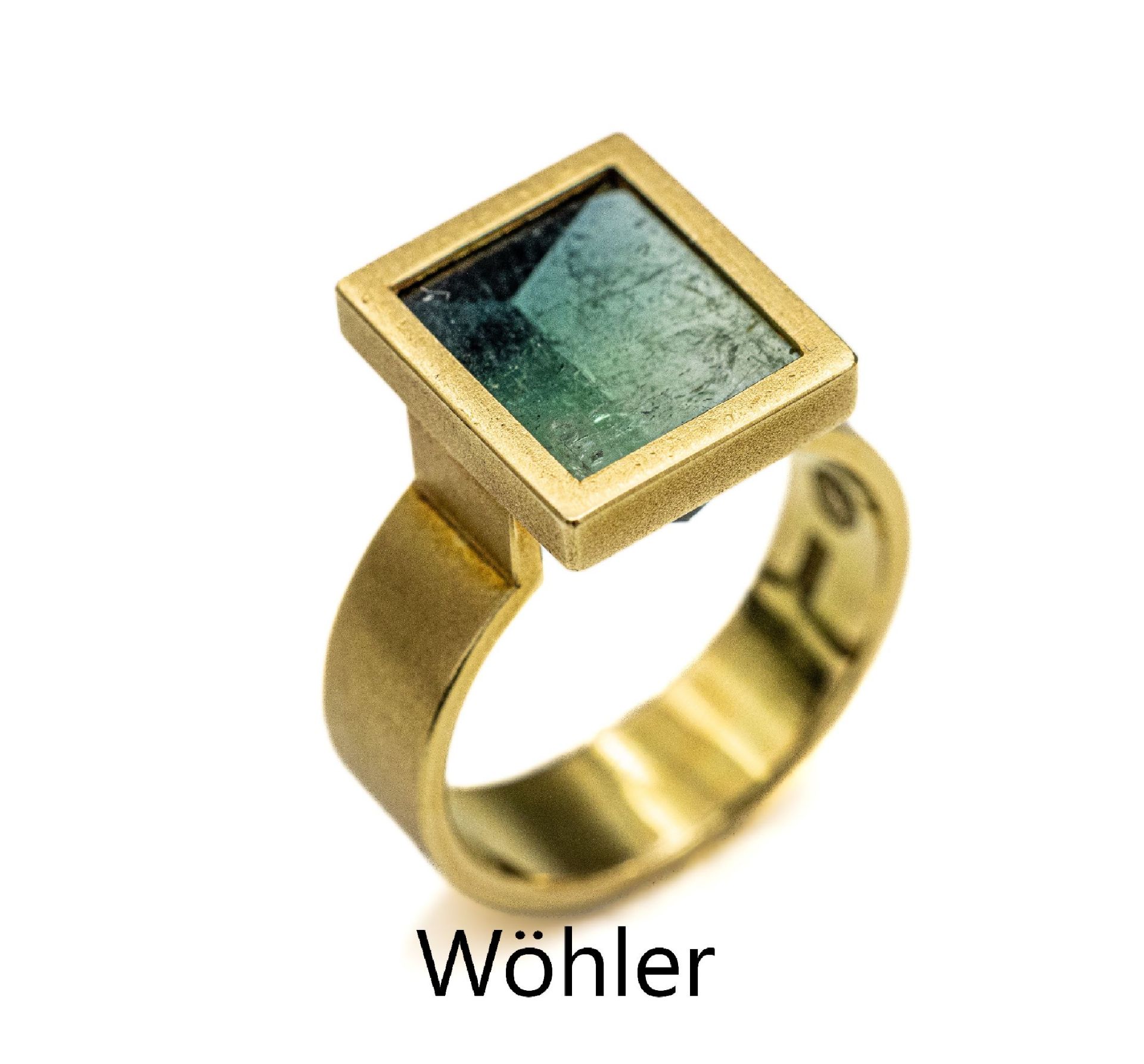 18 kt Gold Smaragd-Ring,   GG 750/000, Meistermarke