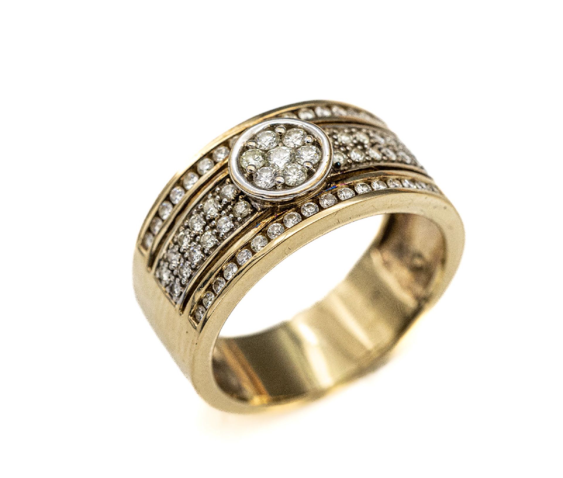 14 kt Gold Brillant Ring,   GG/WG 585/000, ca. 55