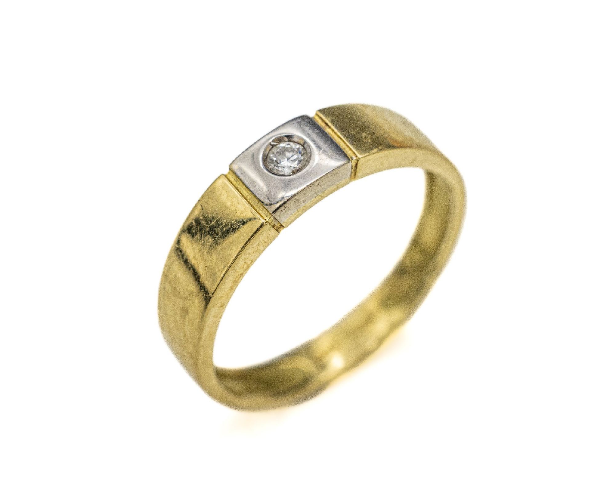 18 kt Gold Brillant Ring,   GG/WG 750/000, 1 Brillant ca.