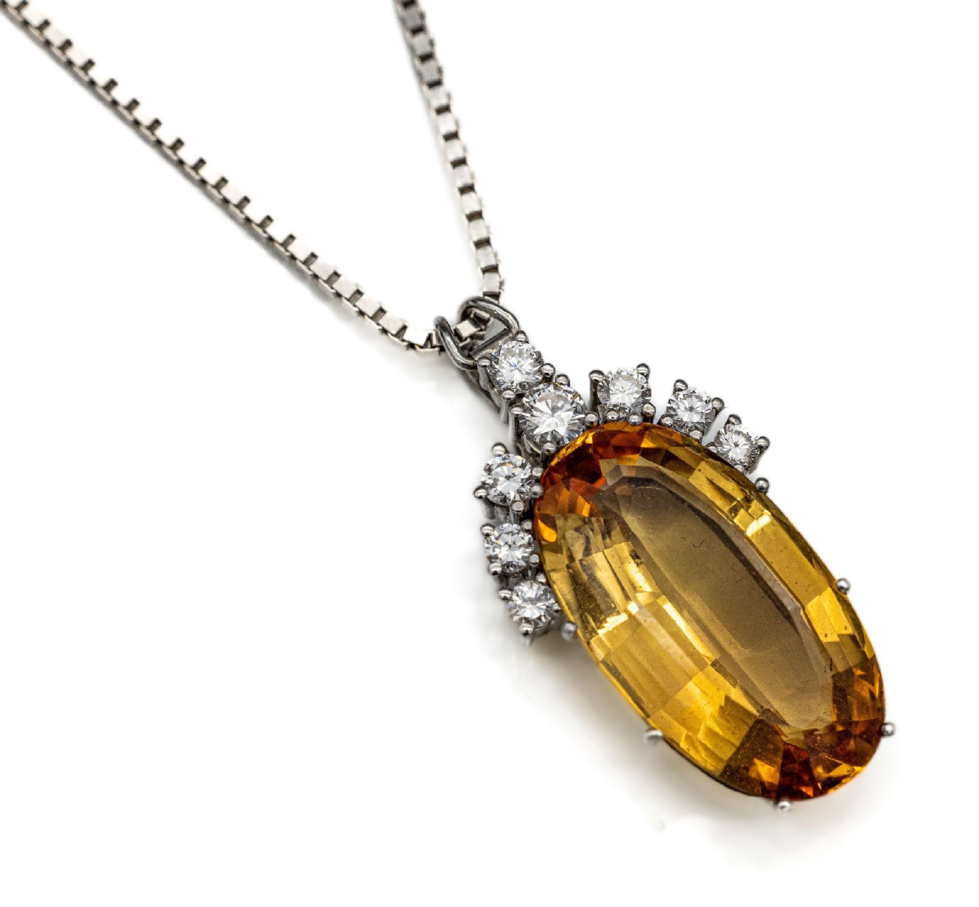 14 kt Gold Topas-Diamant-Clipanhänger, WG 585/000,