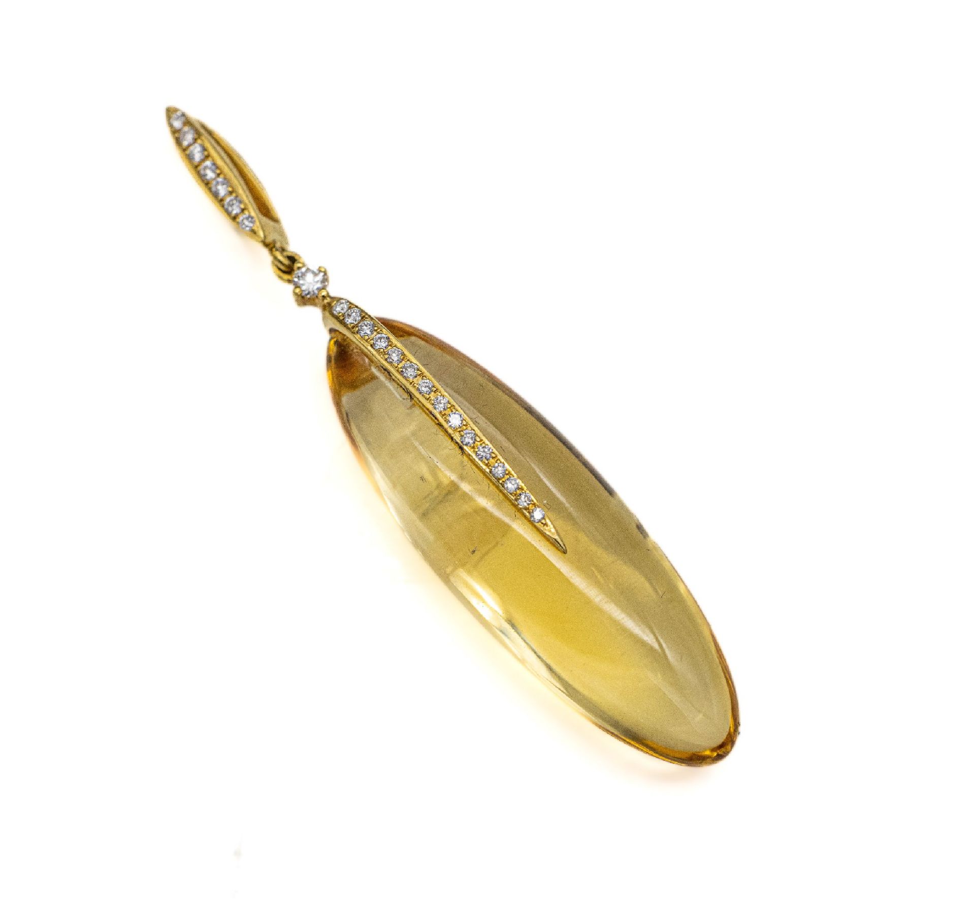 18 kt Gold Citrin-Brillant-Anhänger, GG 750/000,