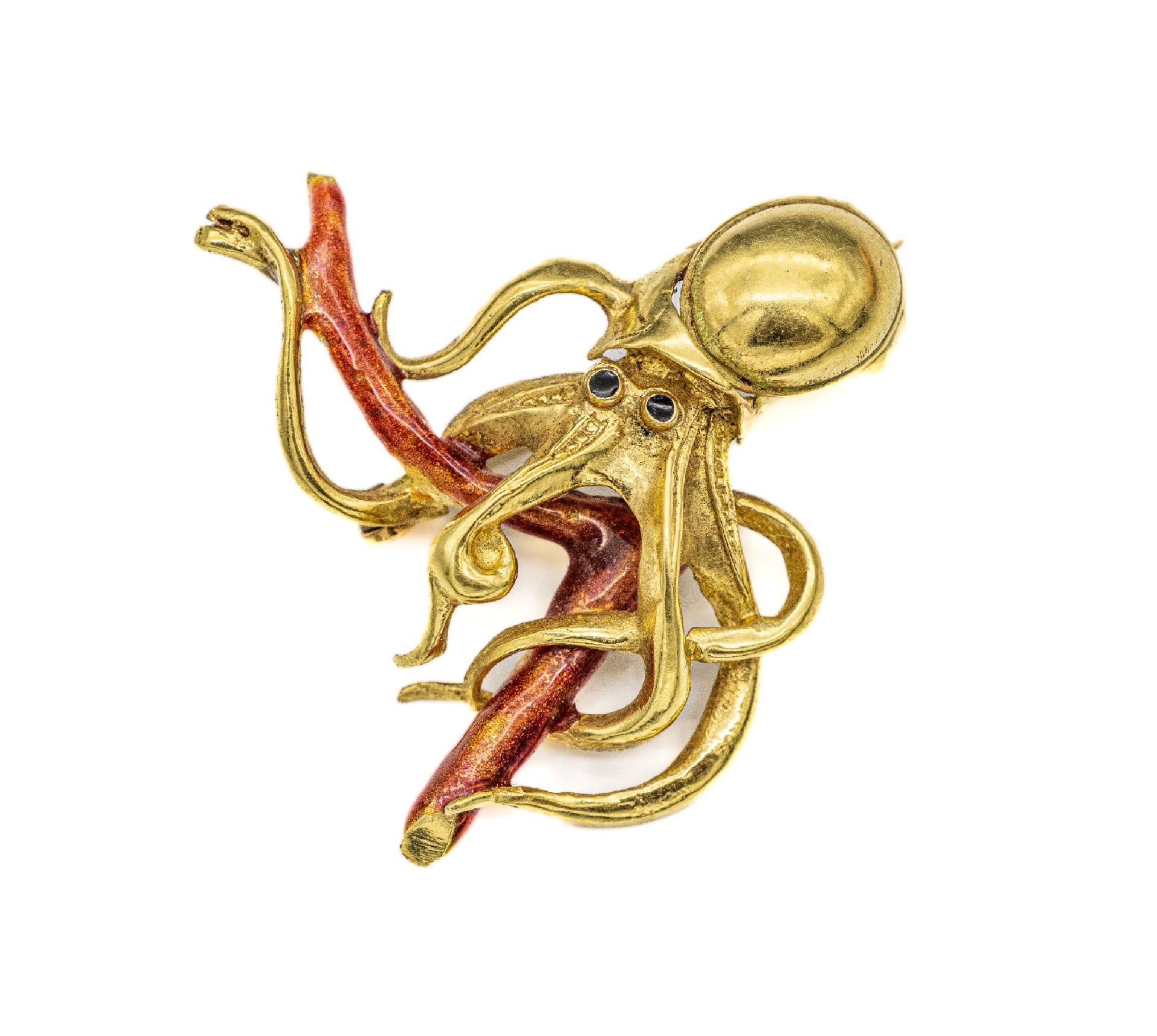 18 kt Gold Brosche 'Oktopus'   GG 750/000, part.