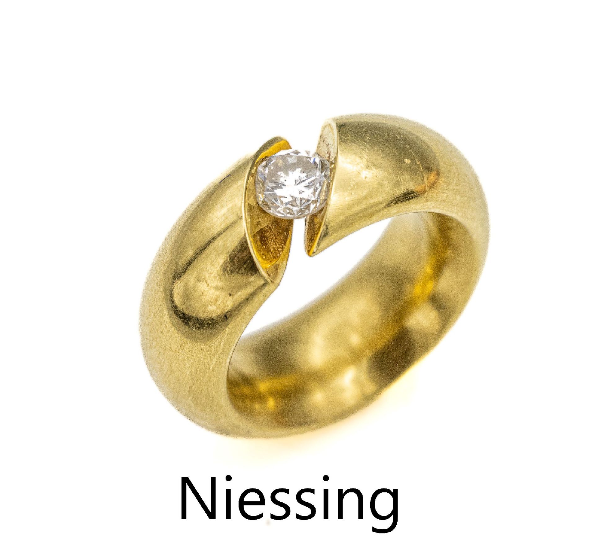 18 kt Gold NIESSING Brillant-Spannring, GG 750/000,