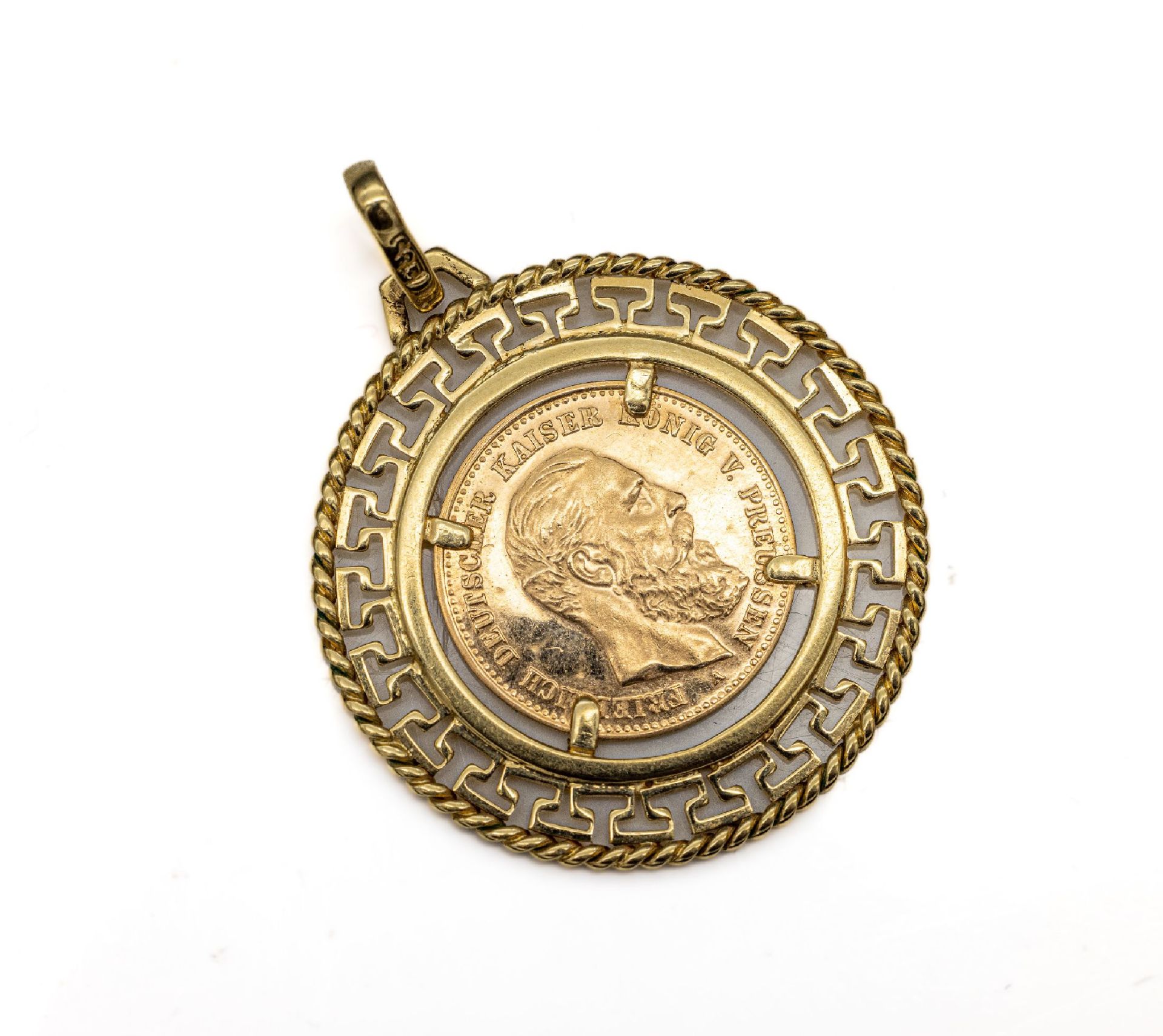 14 kt Gold Münz-Anhänger,   GG 585/000, mittig Münze,