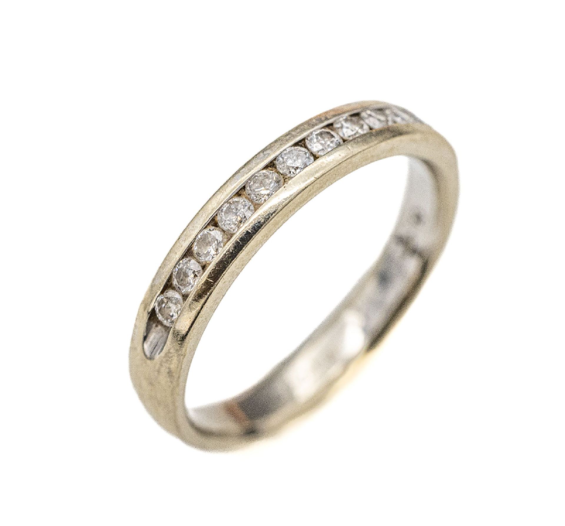 14 kt Gold Brillant-Ring, WG 585/000, 12 Brillanten zus.