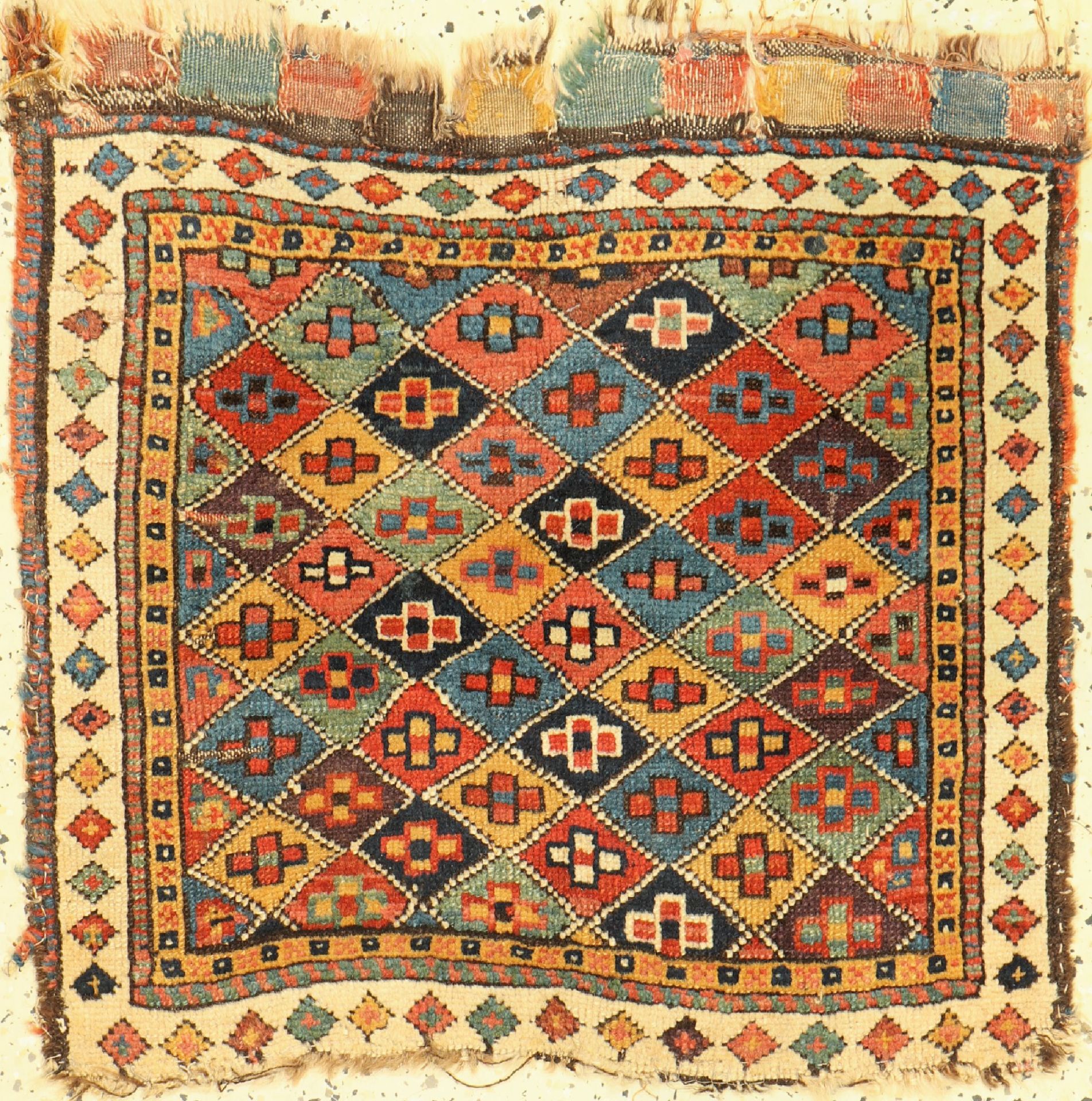 Antiker Moghan Taschenfront, Kaukasus, 19.Jhd, Wolle auf