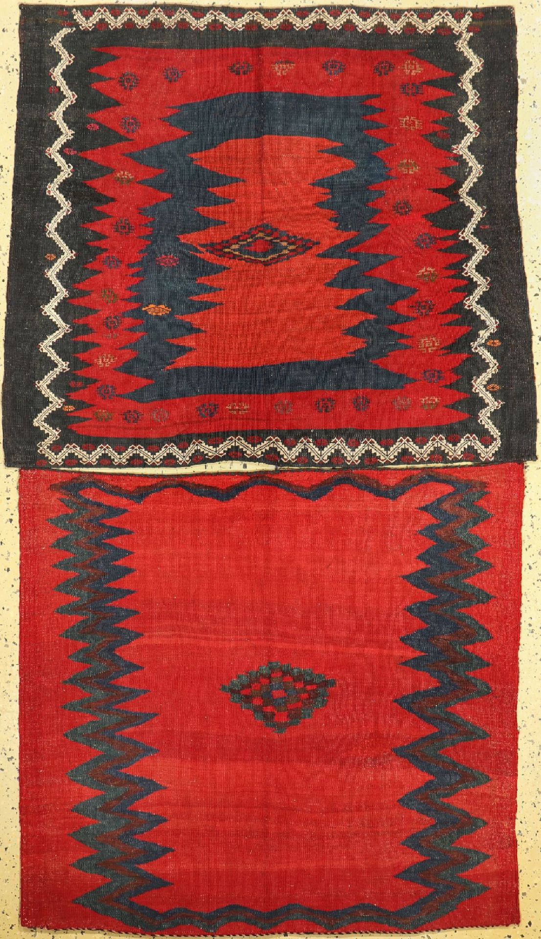 2 Sofreh, Persien, um 1900, Wolle auf Wolle, ca. 100 x