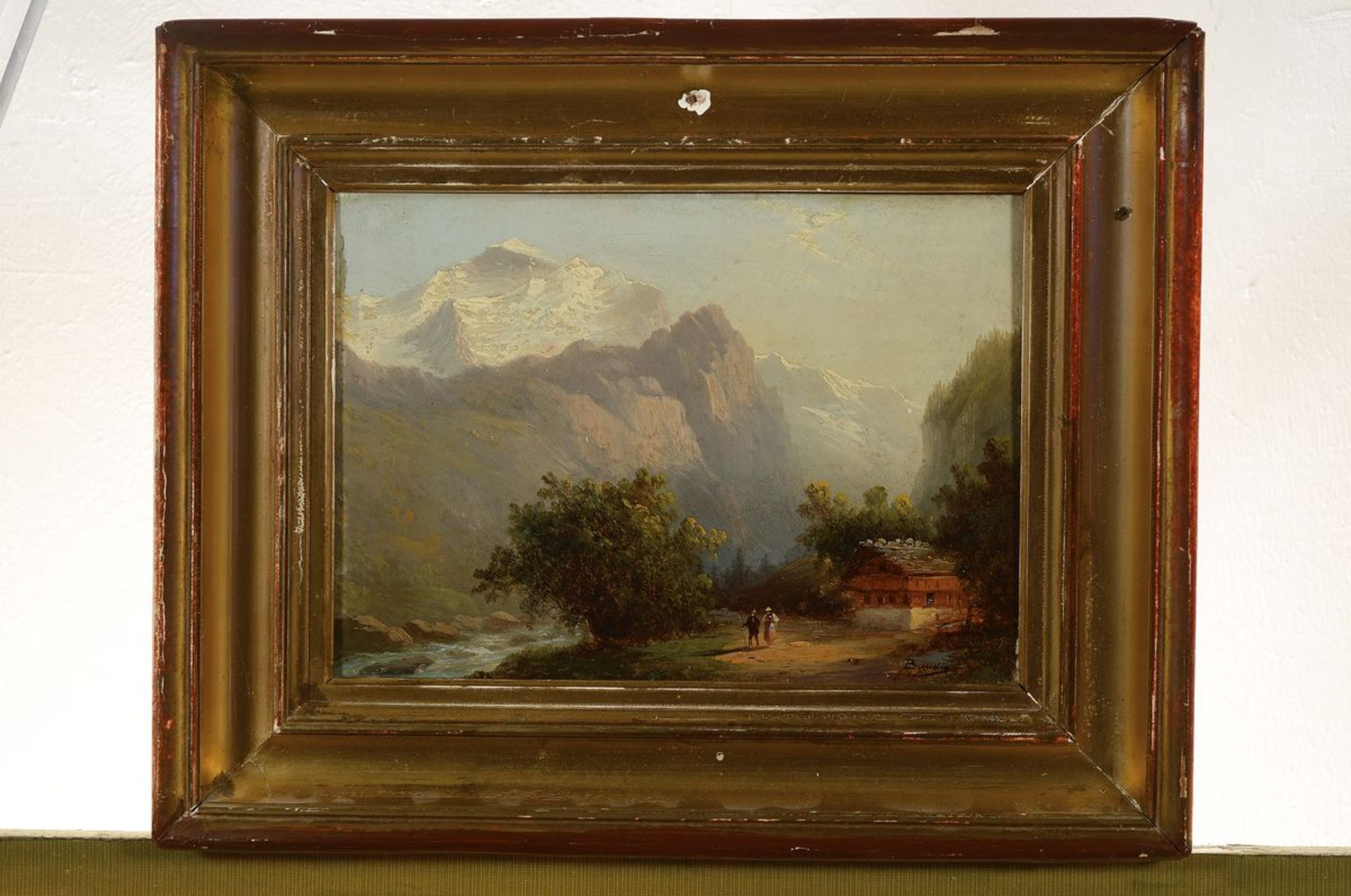 Eugene Baudin, 1843-1907, Alpenlandschaft mit Berghütte, - Image 3 of 3