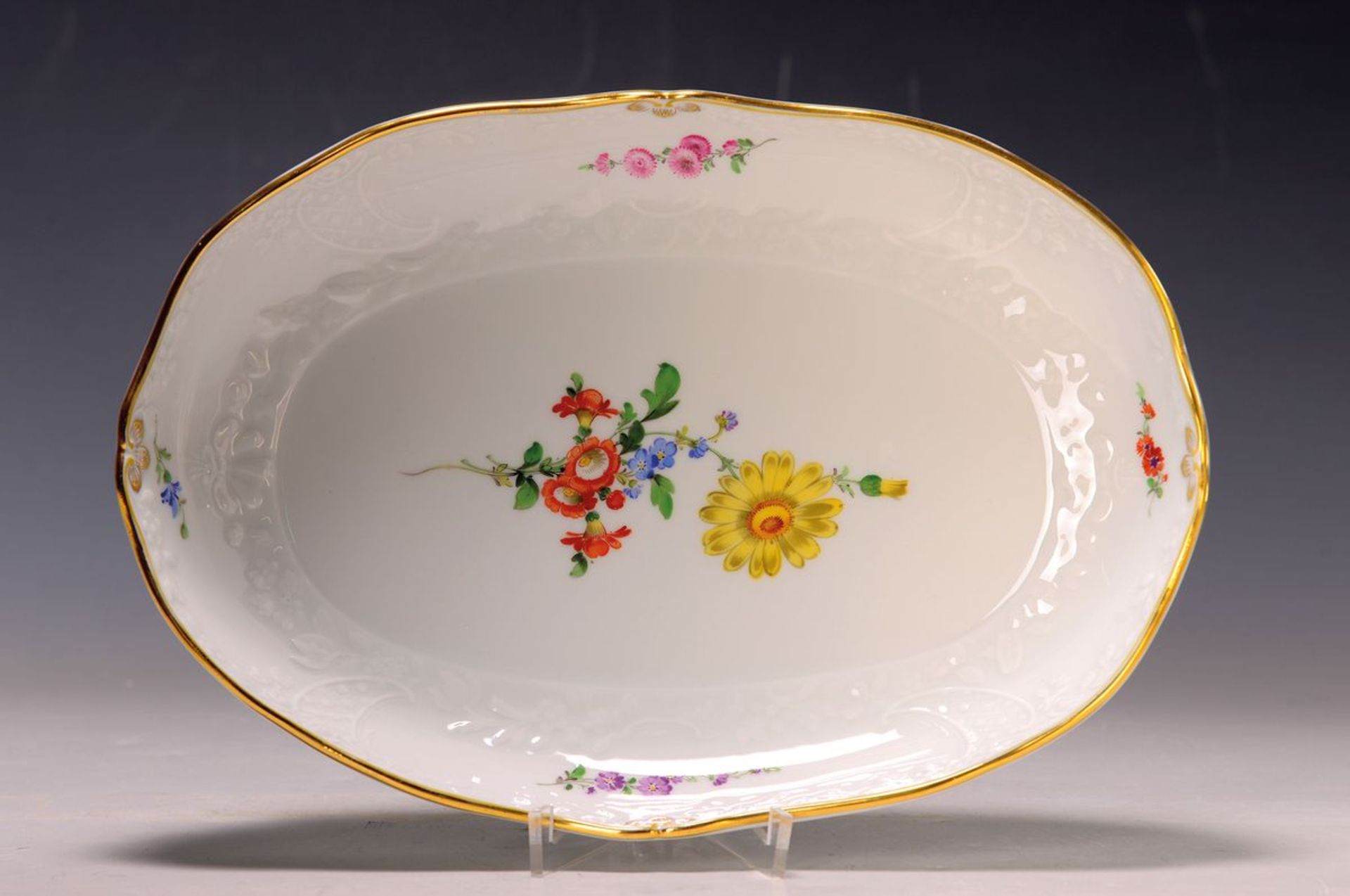 Ovale Schale, Meissen, Neu Marseille, 20. Jh., Blume III,