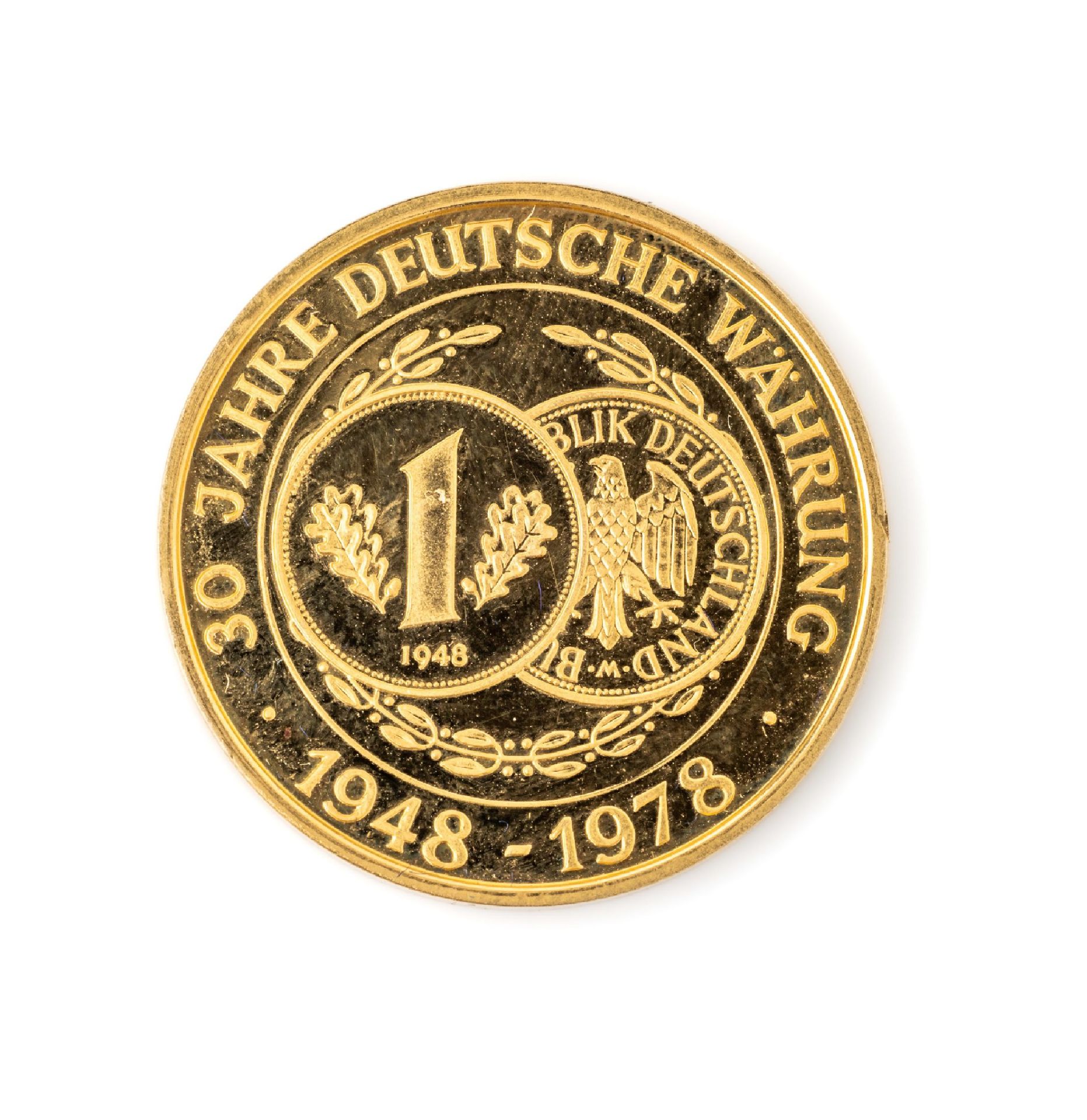 Goldmedaille 30 Jahre Deutsche Währung, GG 900/000, 30 - Image 2 of 2