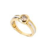14 kt Gold Brillant-Ring, GG/WG 585/000, einzelner