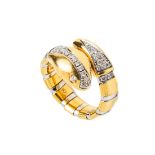 18 kt Gold Brillant-Ring 'Schlange', GG/WG 750/000, Kopf