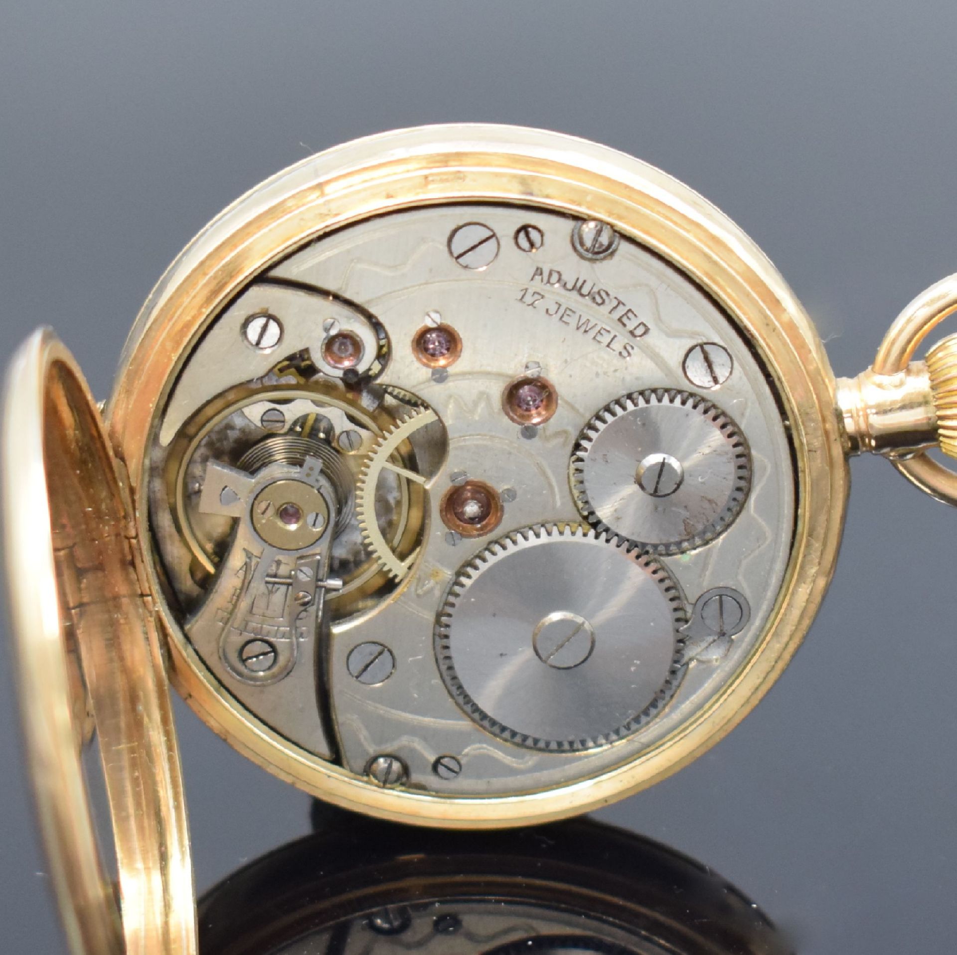 Halbsavonette Herrentaschenuhr in Roségold 375/000, - Bild 7 aus 7