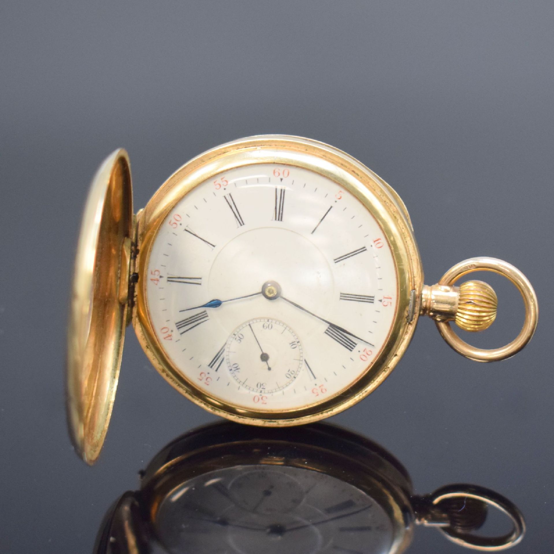 Halbsavonette Herrentaschenuhr in Roségold 375/000,