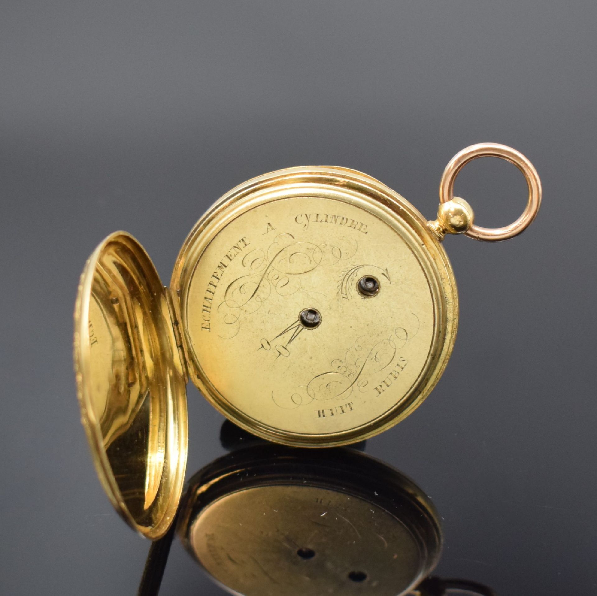 Offene Taschenuhr in GG 750/000, Schweiz um 1870, - Bild 4 aus 6