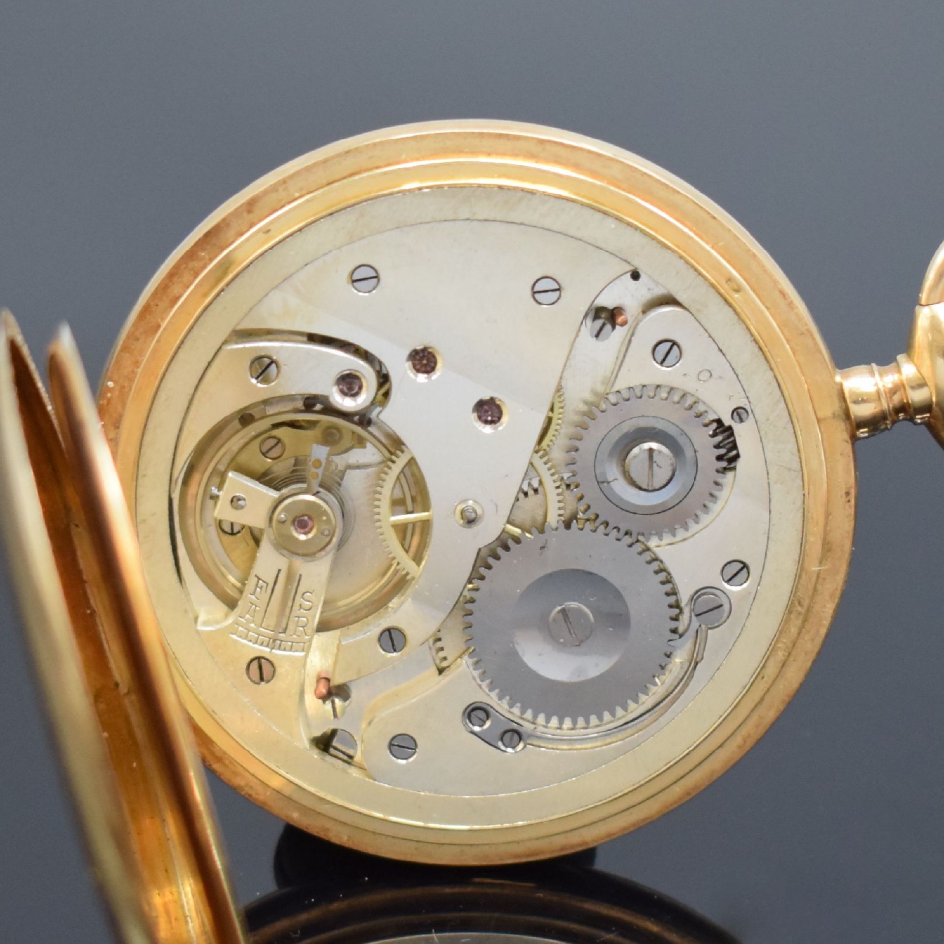 Savonette Herrentaschenuhr in RG 585/000, Schweiz um - Bild 8 aus 8