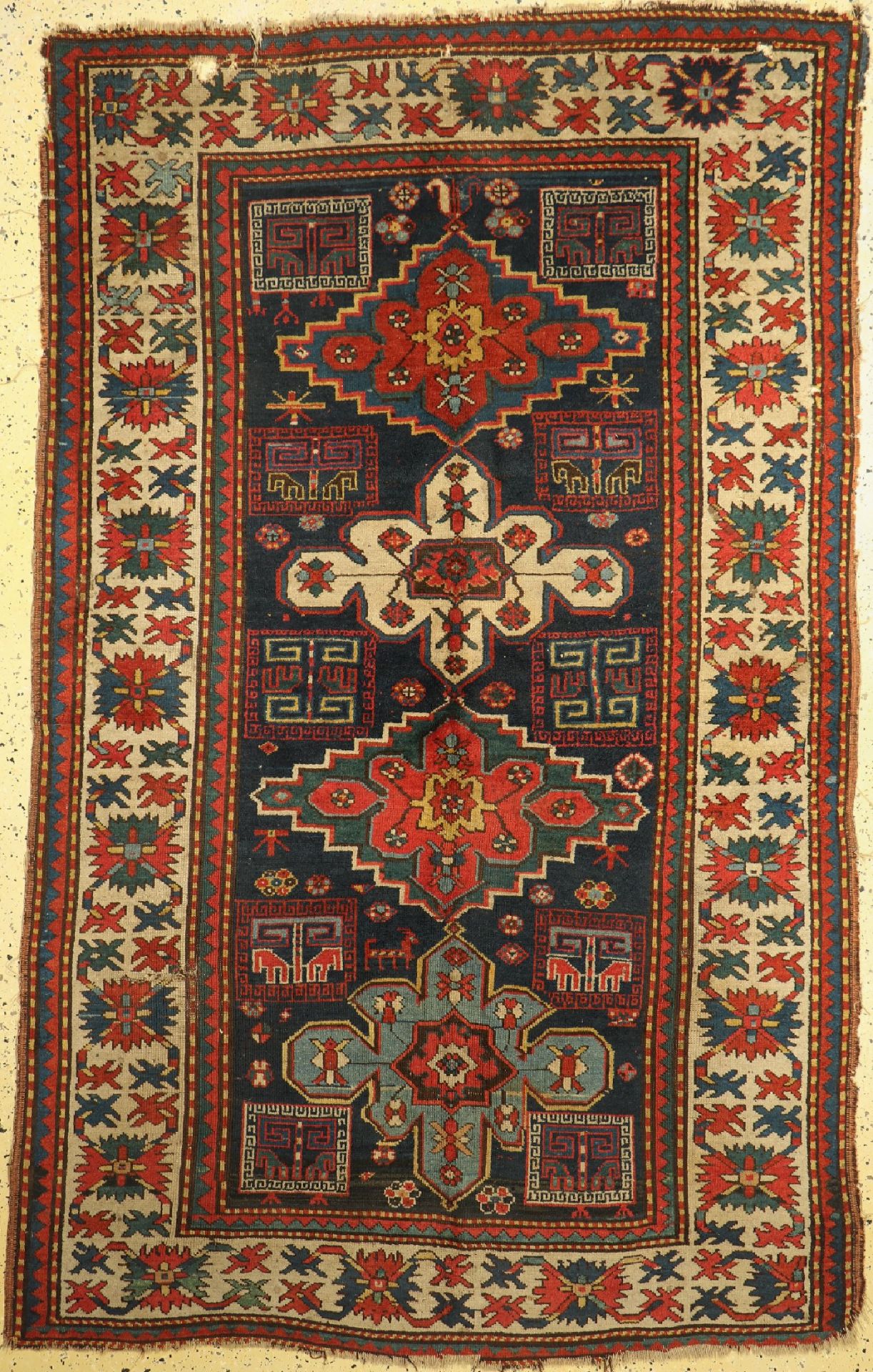 Antiker Kazak, Kaukasus, 19.Jhd, Wolle auf Wolle, ca.