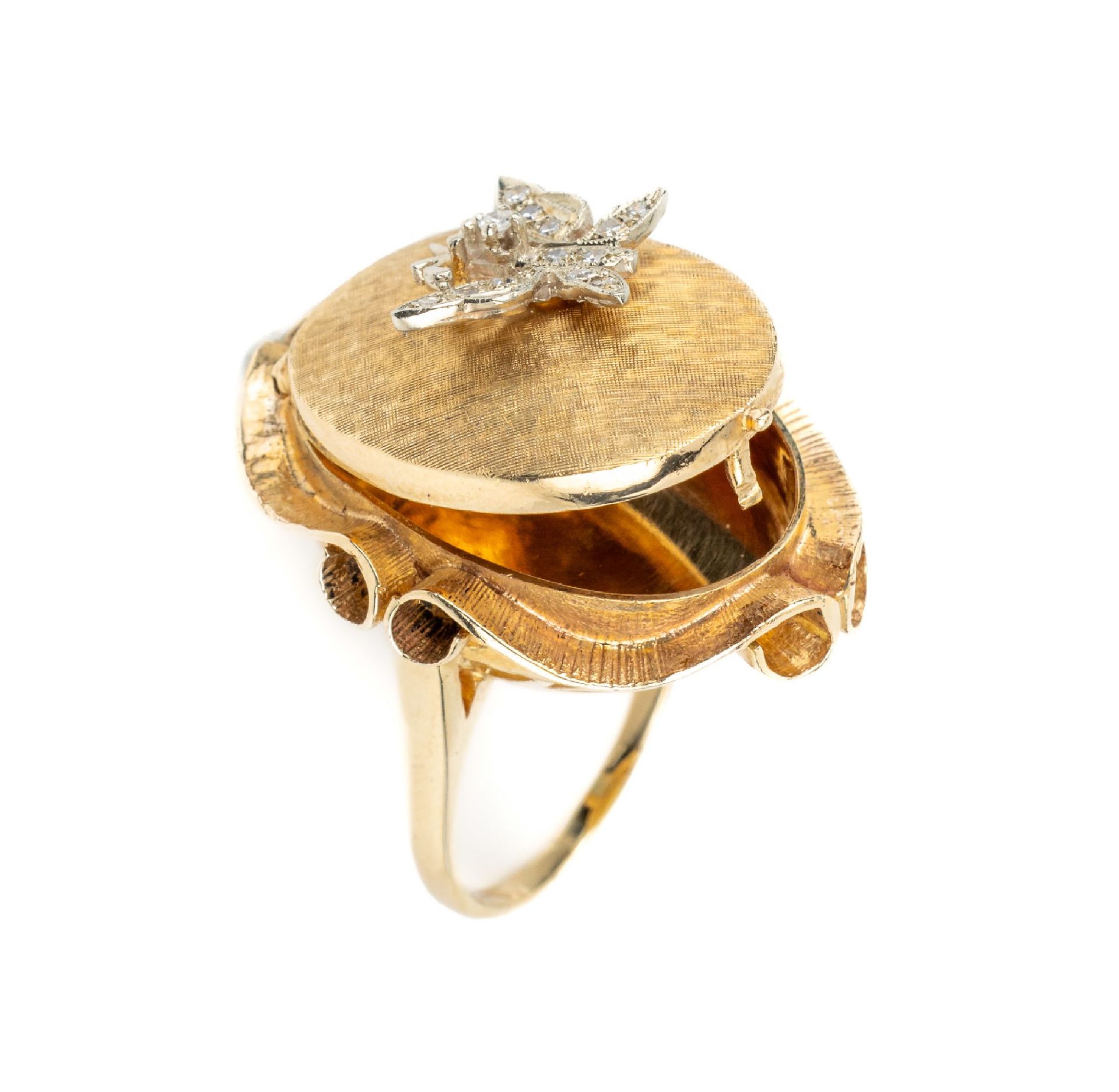 Ausgefallener 14 kt Gold Diamant-Ring, GG 585/000, - Image 2 of 3