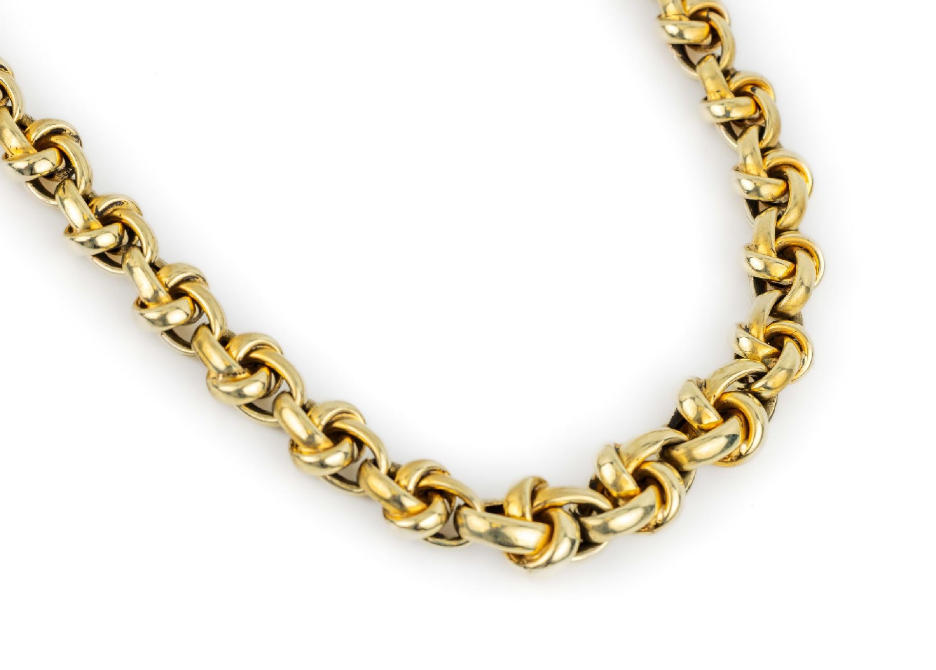 14 kt Gold Collier, GG 585/000, im Verlauf,Glieder aus