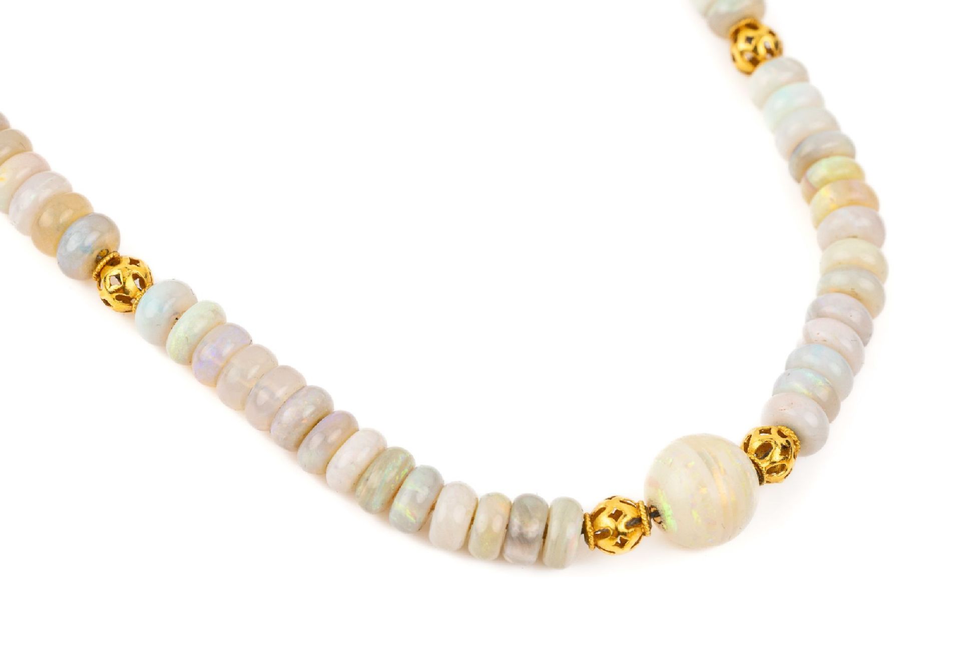 18 kt Gold Opal-Collier,   GG 750/000, Opal- Linsen und