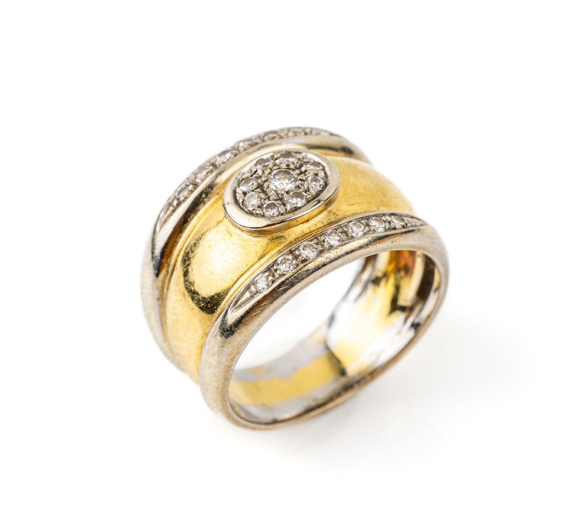 18 kt Gold Brillant-Ring,   GG/WG 750/000, 23 Brillanten