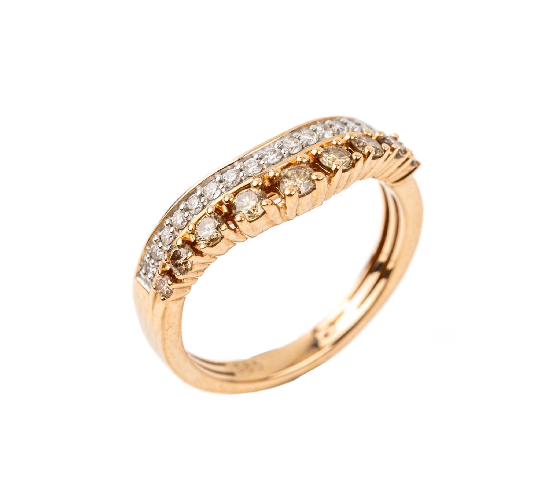 14 kt Gold Brillant-Ring,   RoseG 585/000, 26Brillanten