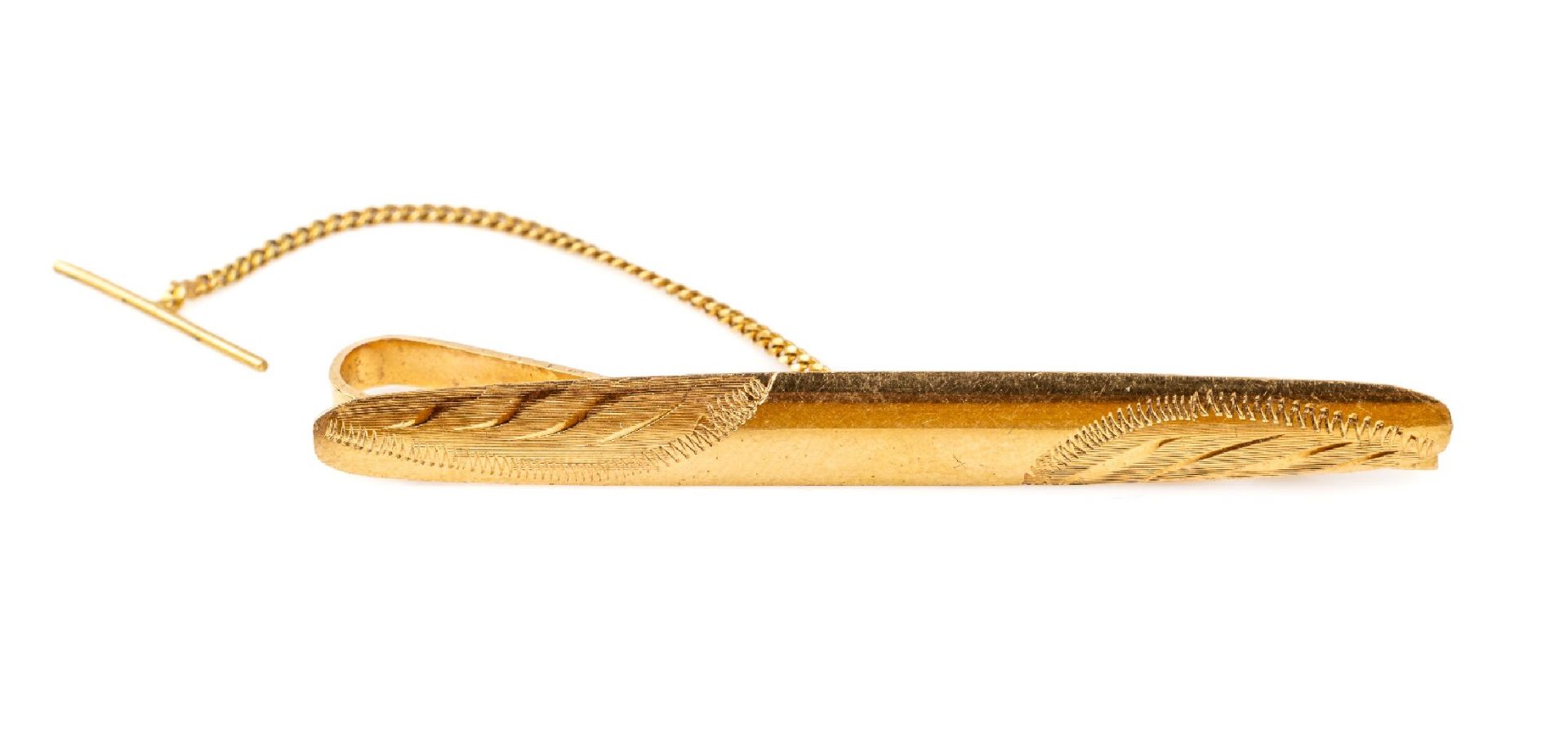 18 kt Gold Krawattenklammer,   GG 750/000, länglich oval,