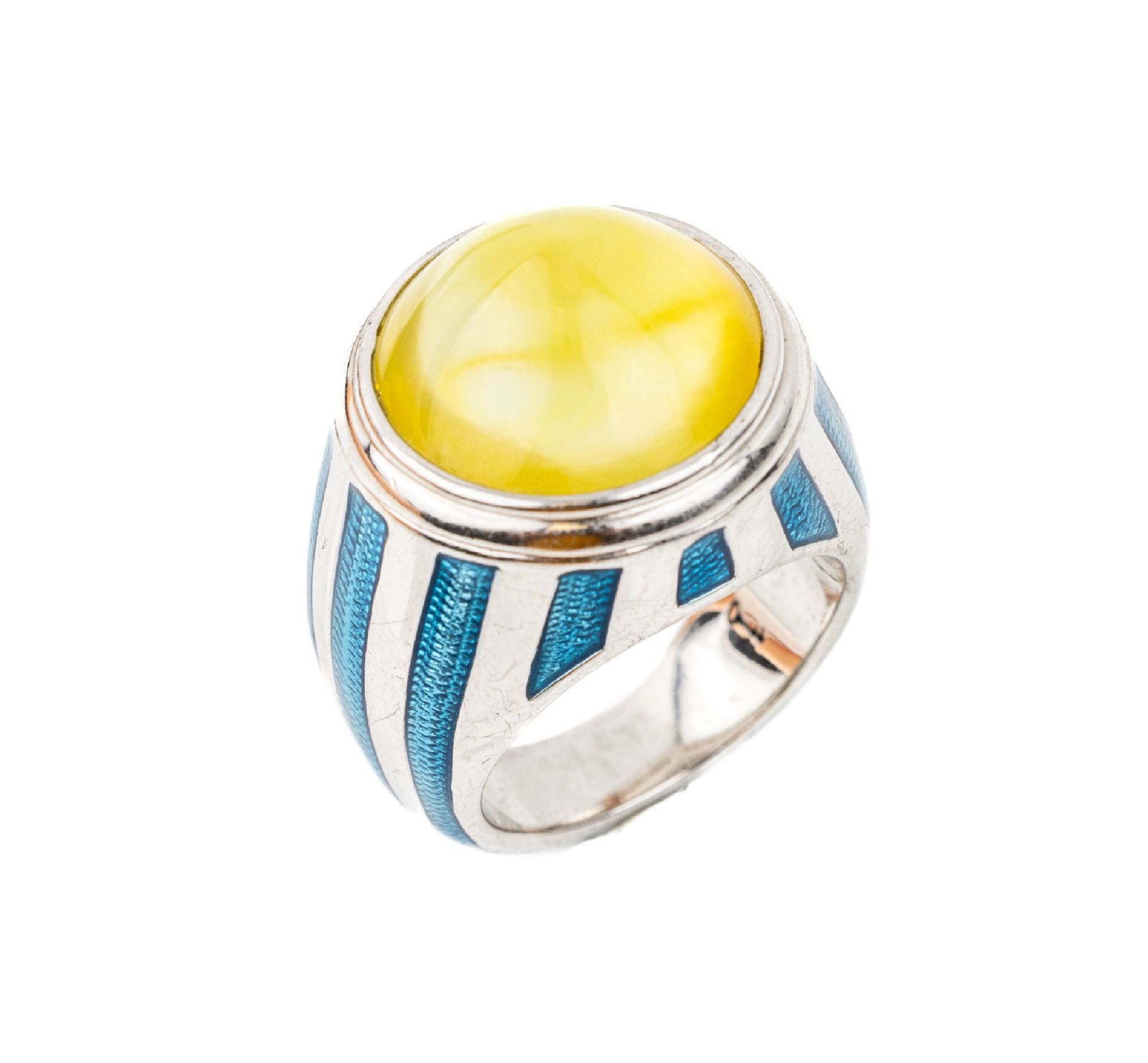 Design Bergkristall-Email-Ring,   925er Silber, - Bild 2 aus 2