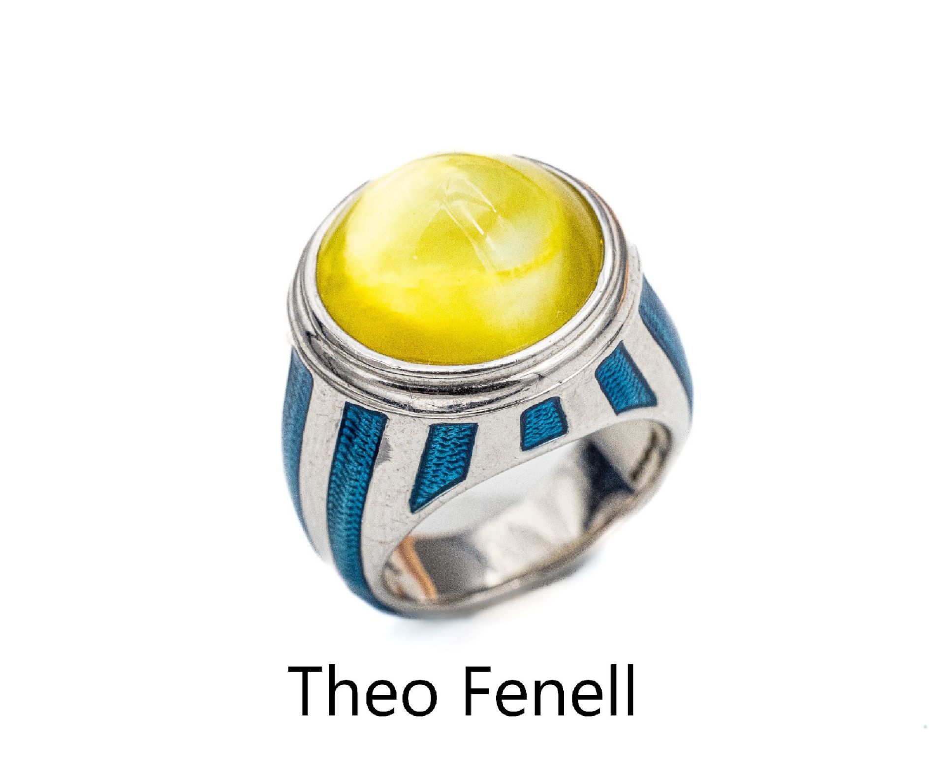 Design Bergkristall-Email-Ring,   925er Silber,