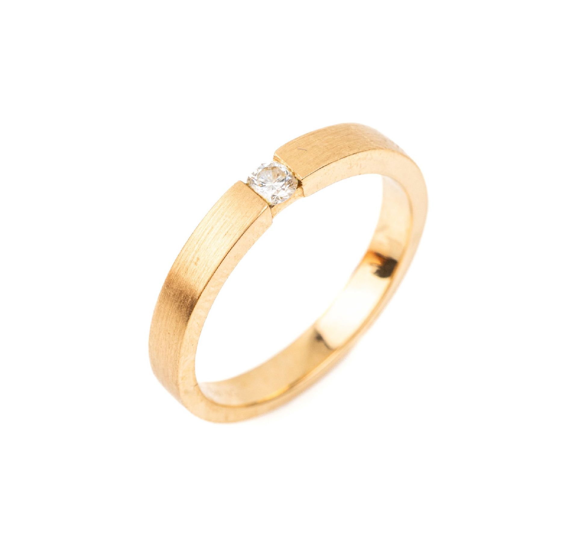 18 kt Gold Brillant-Ring,   GG 750/000, einzelner Brillant